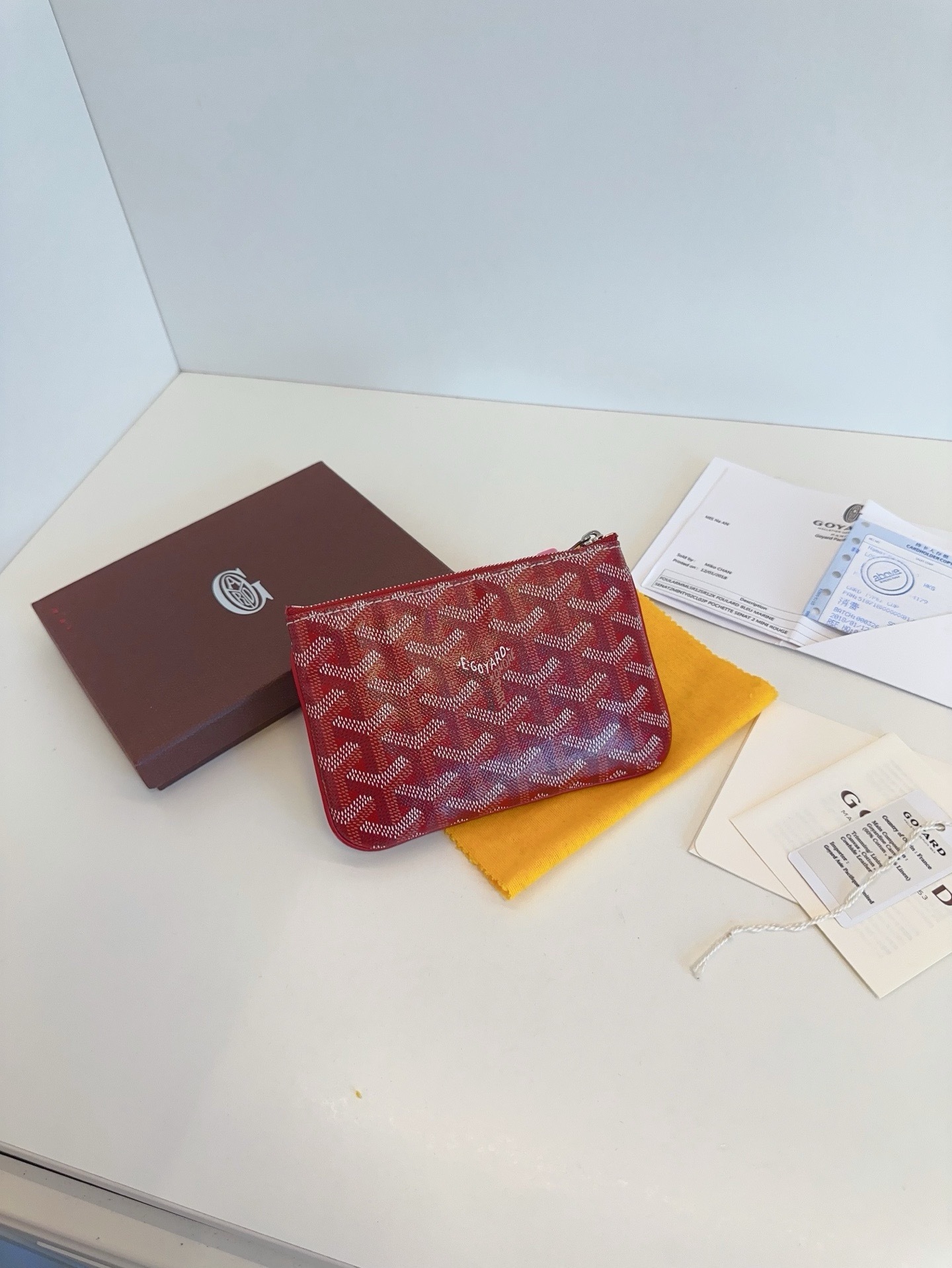 【閒置99新】 Goyard Senat Mini 一字拉鍊零錢包 紅色