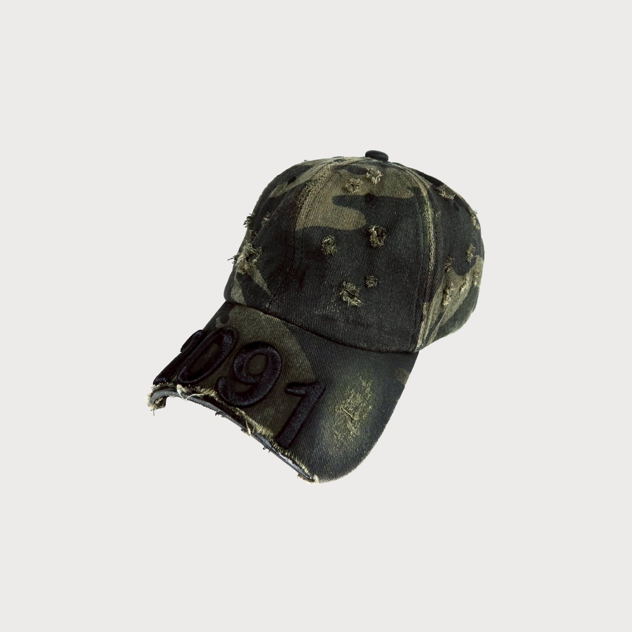 Bornrich｜Cut Off Cap 2091 (Washed Black Camo)