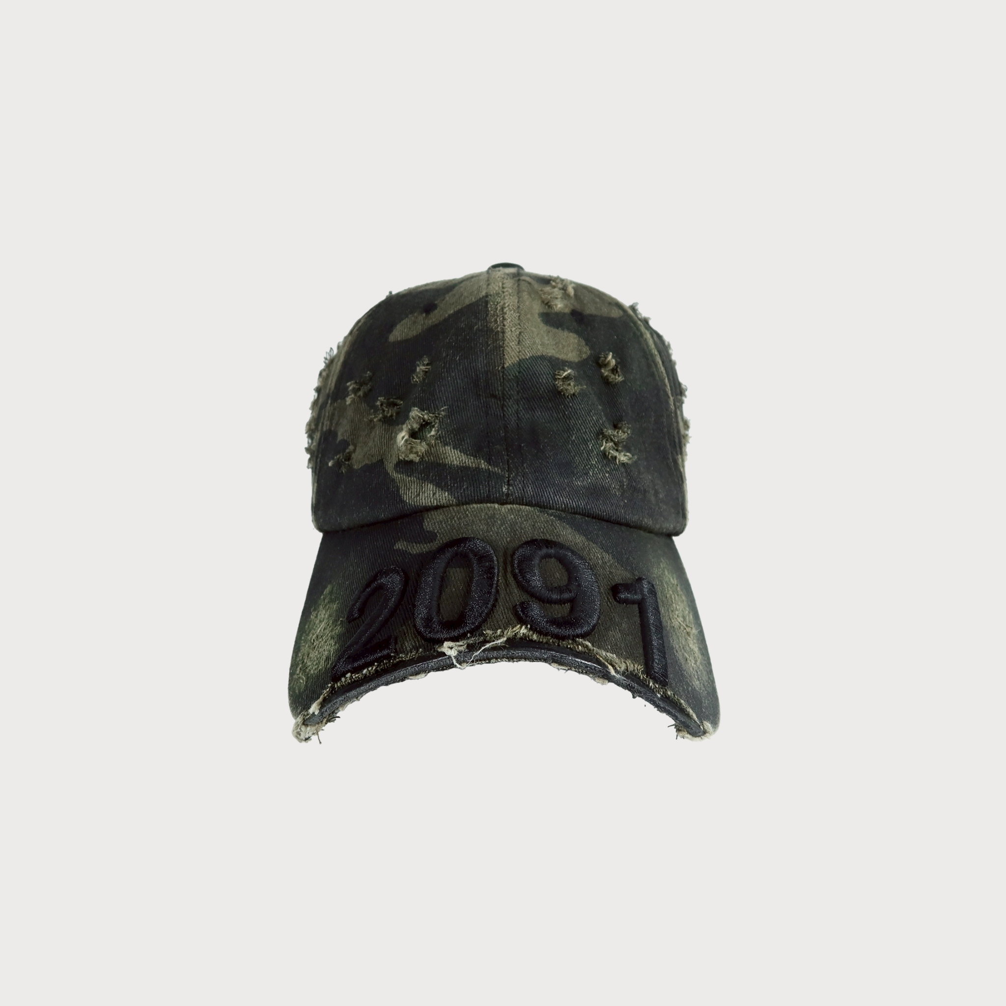 Bornrich｜Cut Off Cap 2091 (Washed Black Camo)