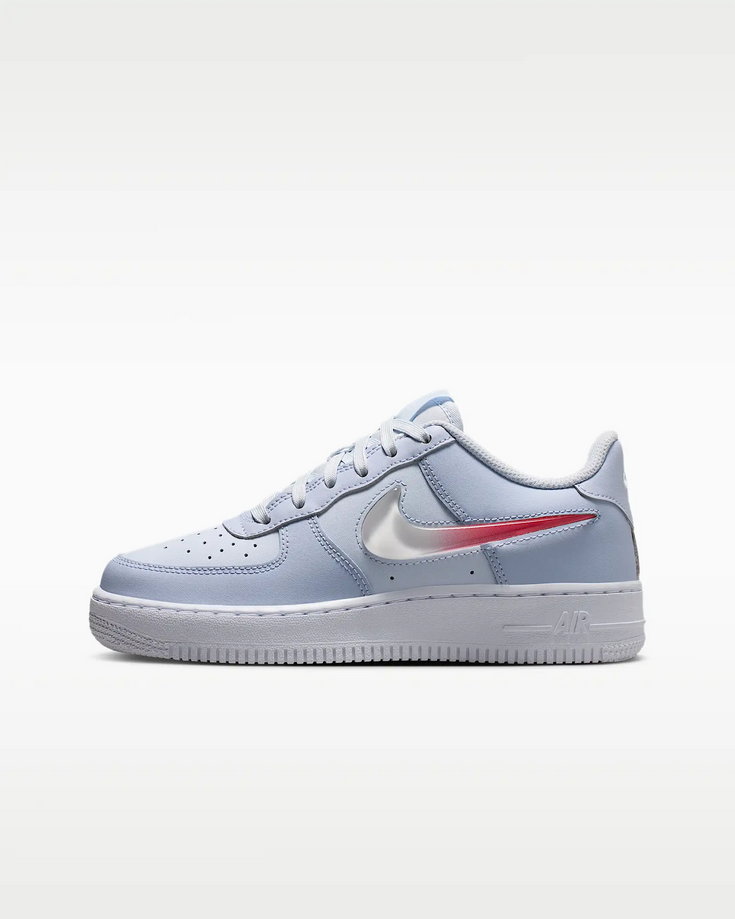 【預訂】 NIKE AIR FORCE 1 JELLY SWOOSH 霧灰藍紅果凍剔-GS