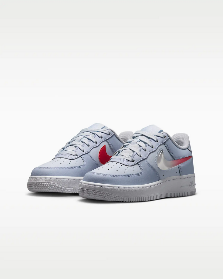 【預訂】 NIKE AIR FORCE 1 JELLY SWOOSH 霧灰藍紅果凍剔-GS