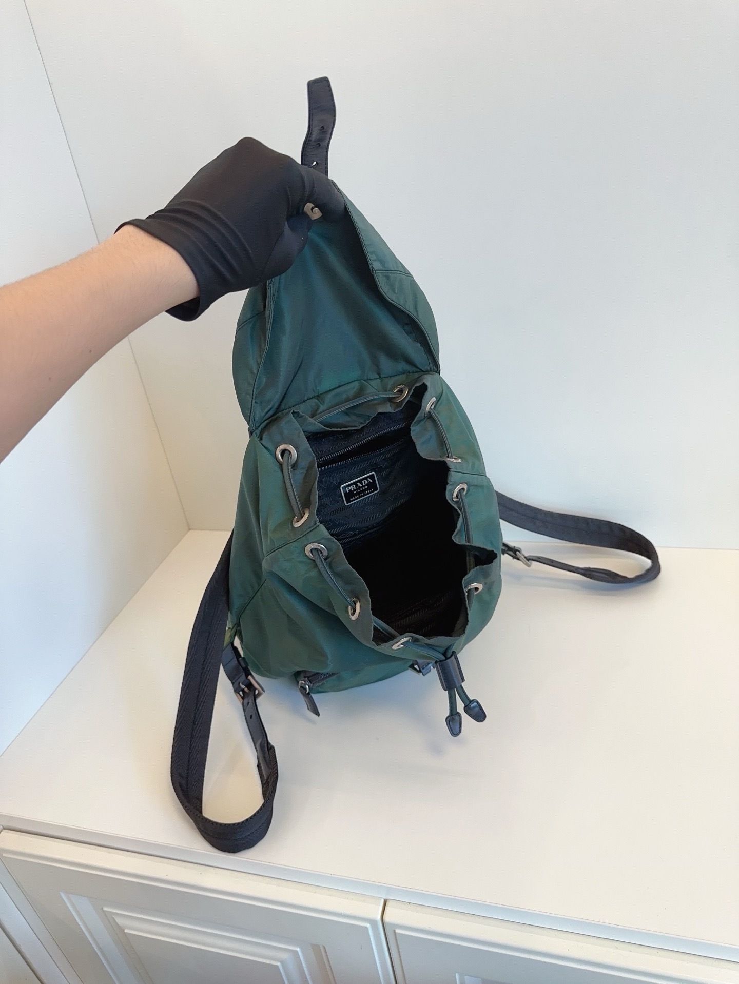 【97·98新】Prada 綠色降落傘帆布雙肩包