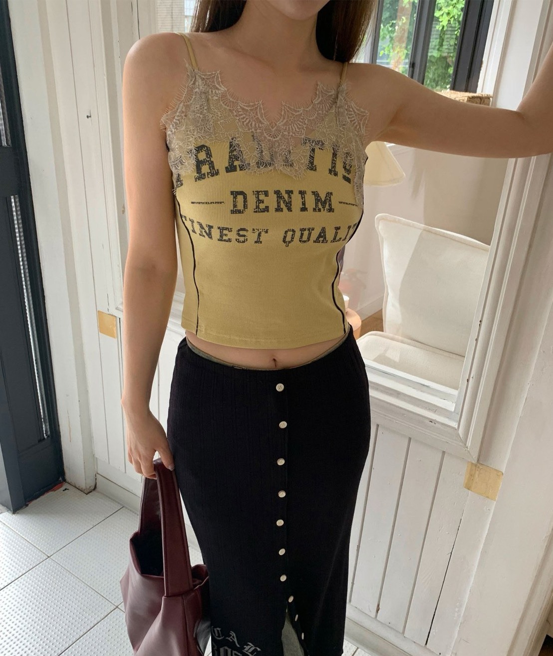 DENIM蕾絲吊帶背心