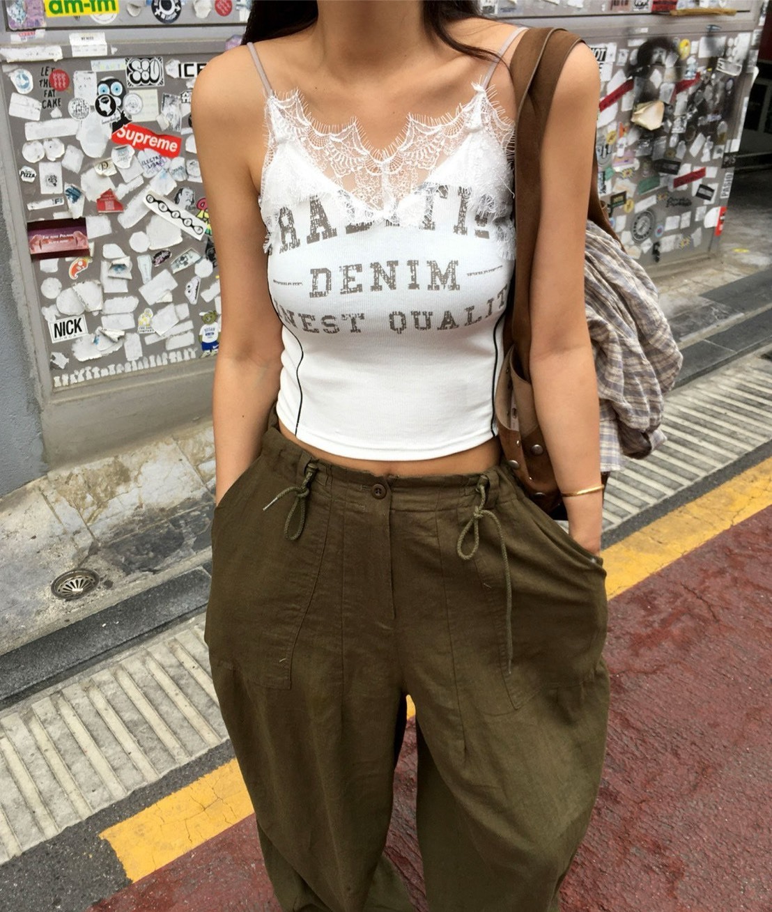 DENIM蕾絲吊帶背心