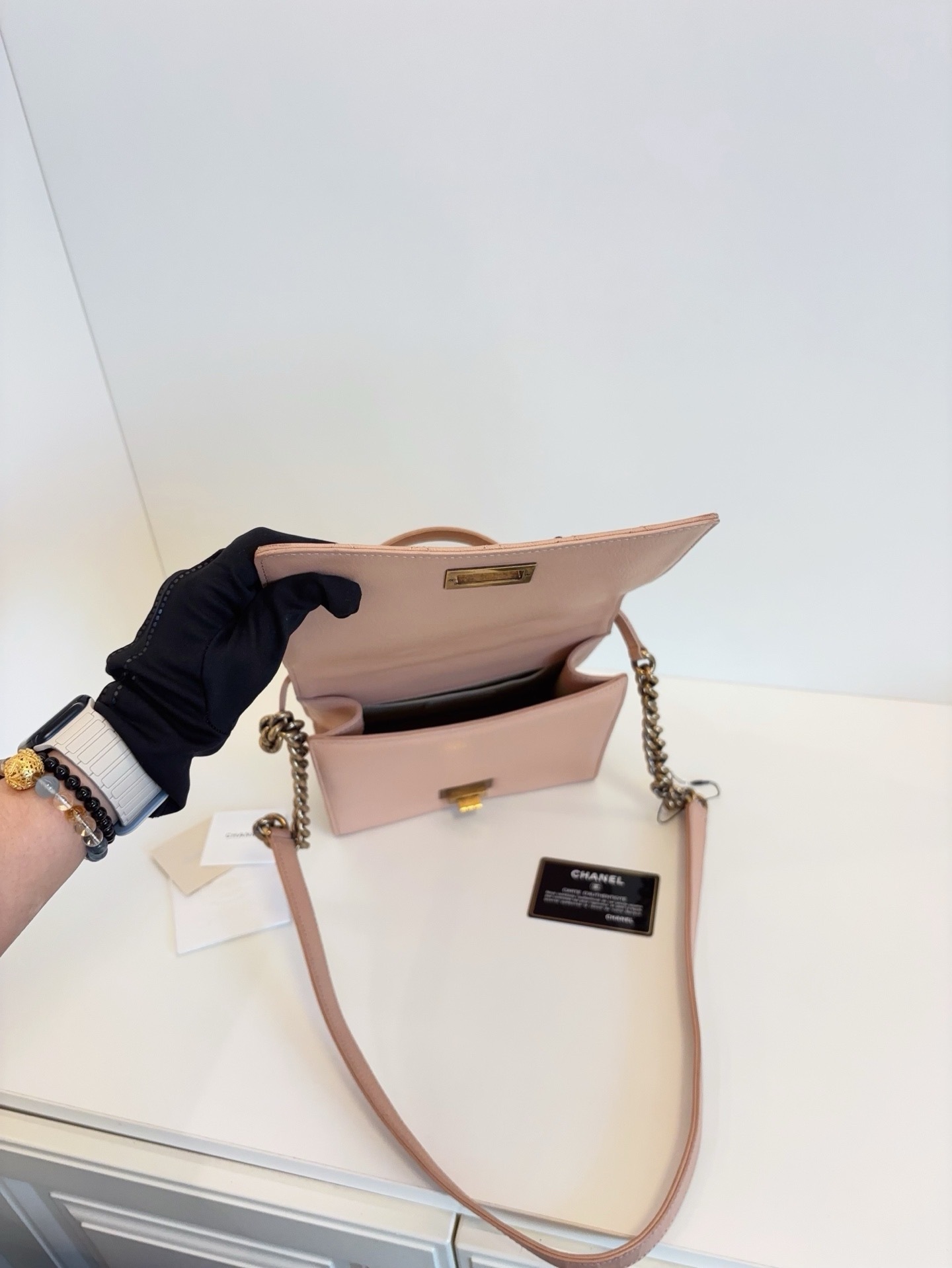 【二手】Chanel裸粉色金扣2.55 handle 手提斜挎包