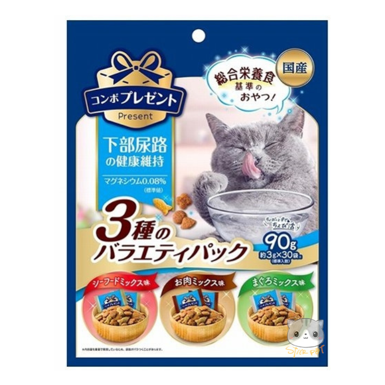 Combo 下部尿道護理 脆脆貓小食 90g (3g x 30小袋) (海鮮+肉+吞拿魚3款口味)