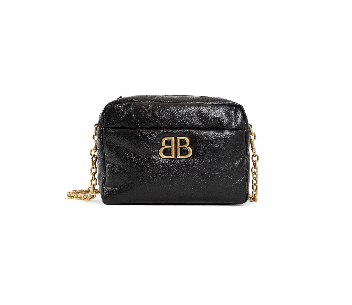Balenciaga monaco leather camera crossbody bag black 806459
