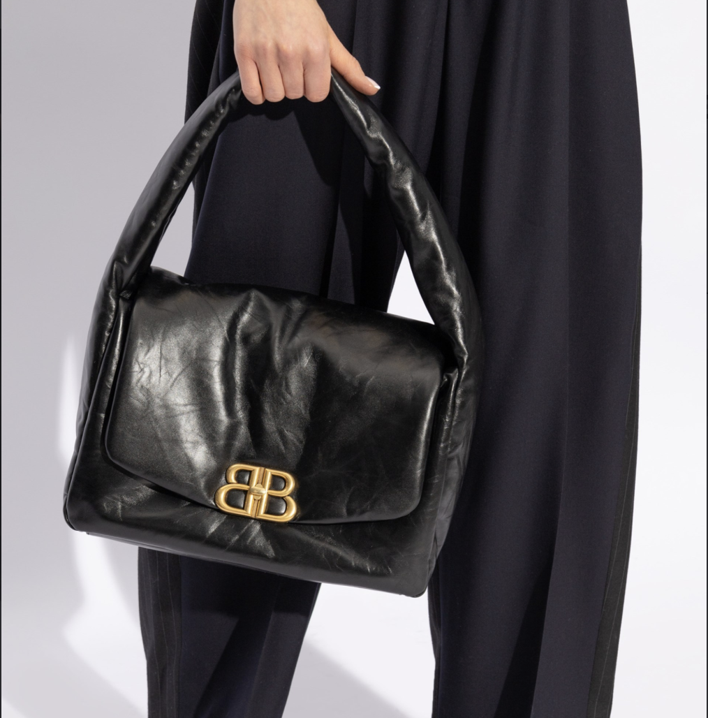 Balenciaga monaco leather medium shoulder sling bag black 787902