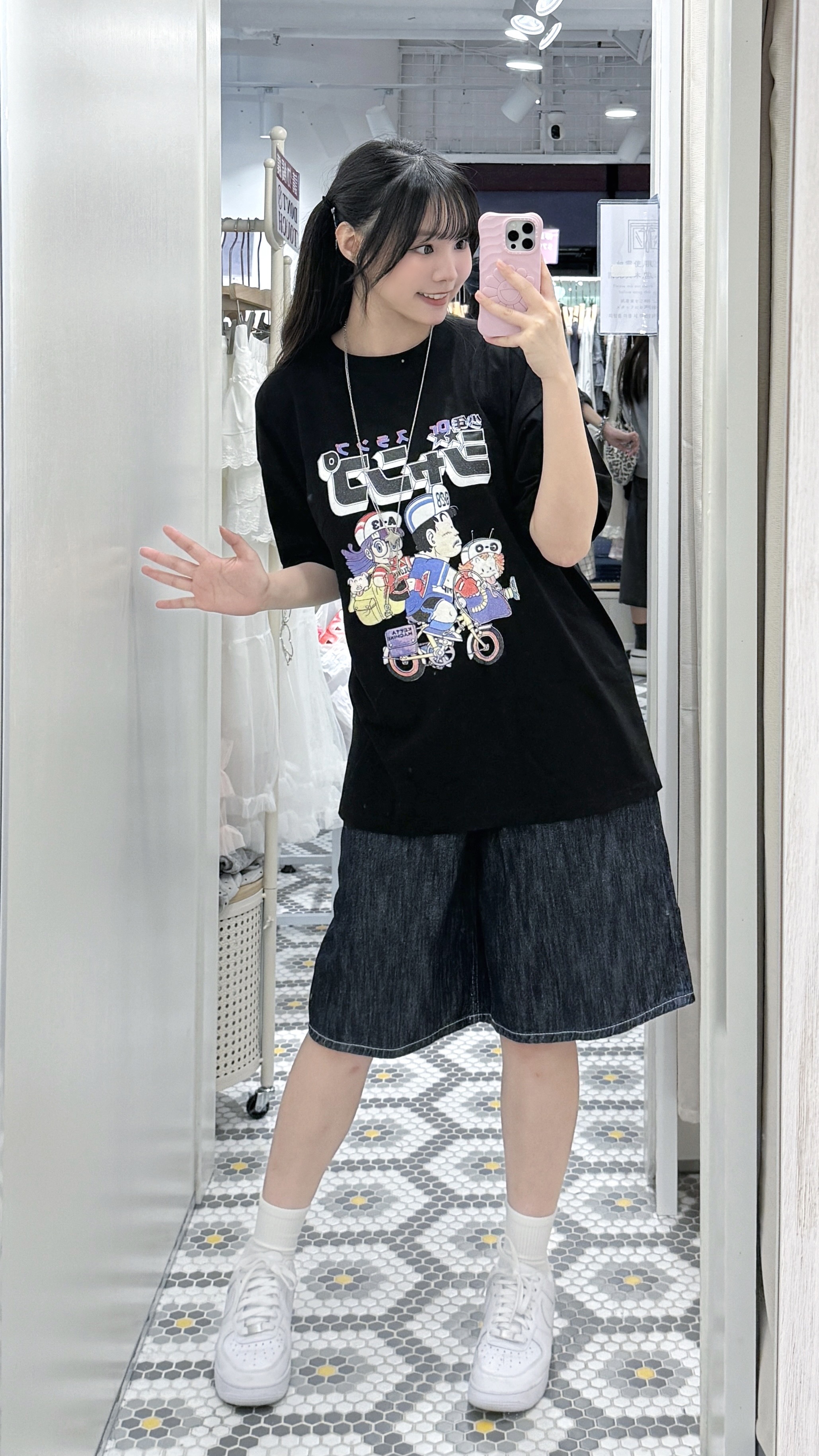 T1547｜日系感復古IQ博士印花OVERSIZE TEE ⚯ ⋆˚꩜｡