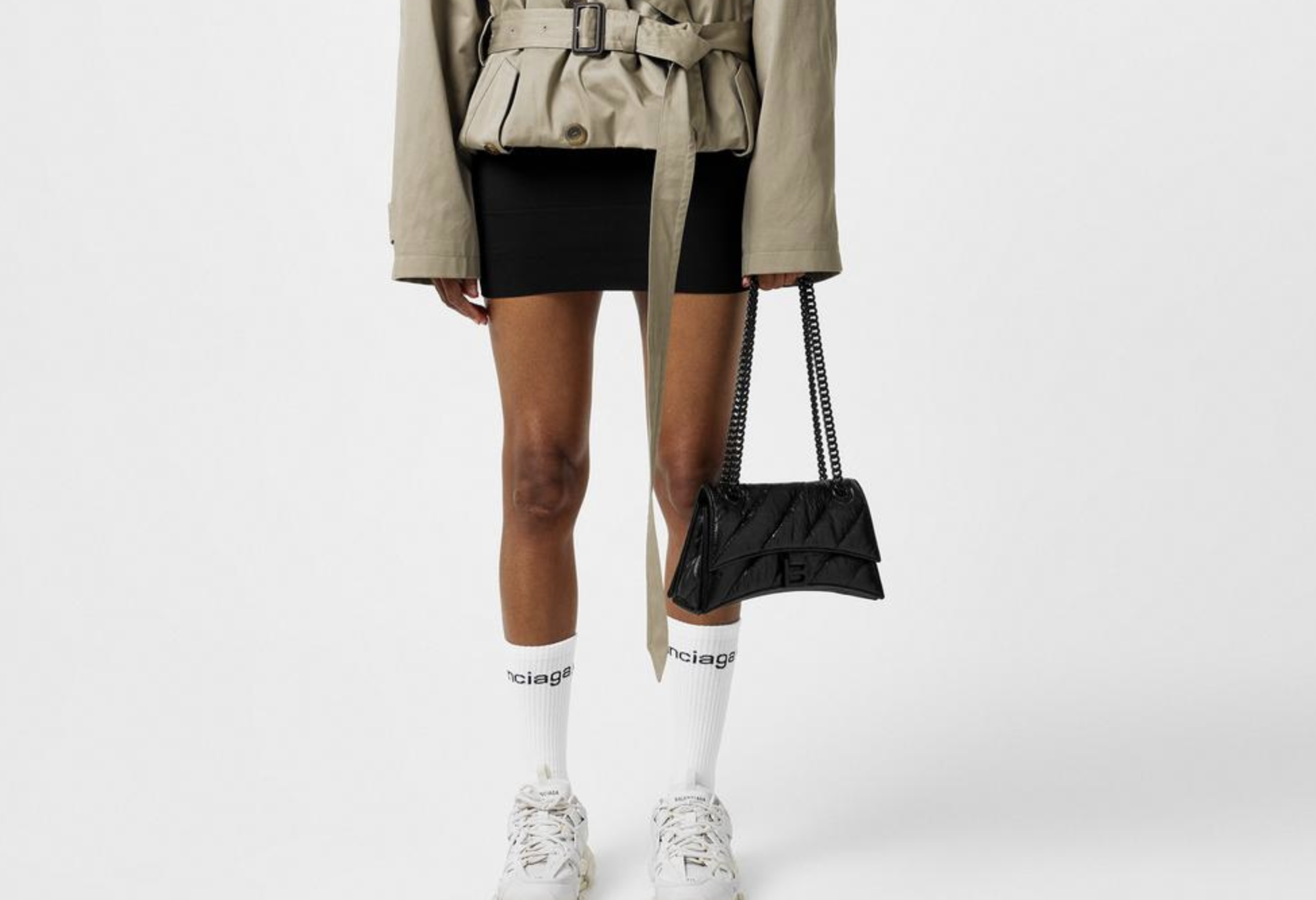 Balenciaga crush chain bag s quilted calf black 716351