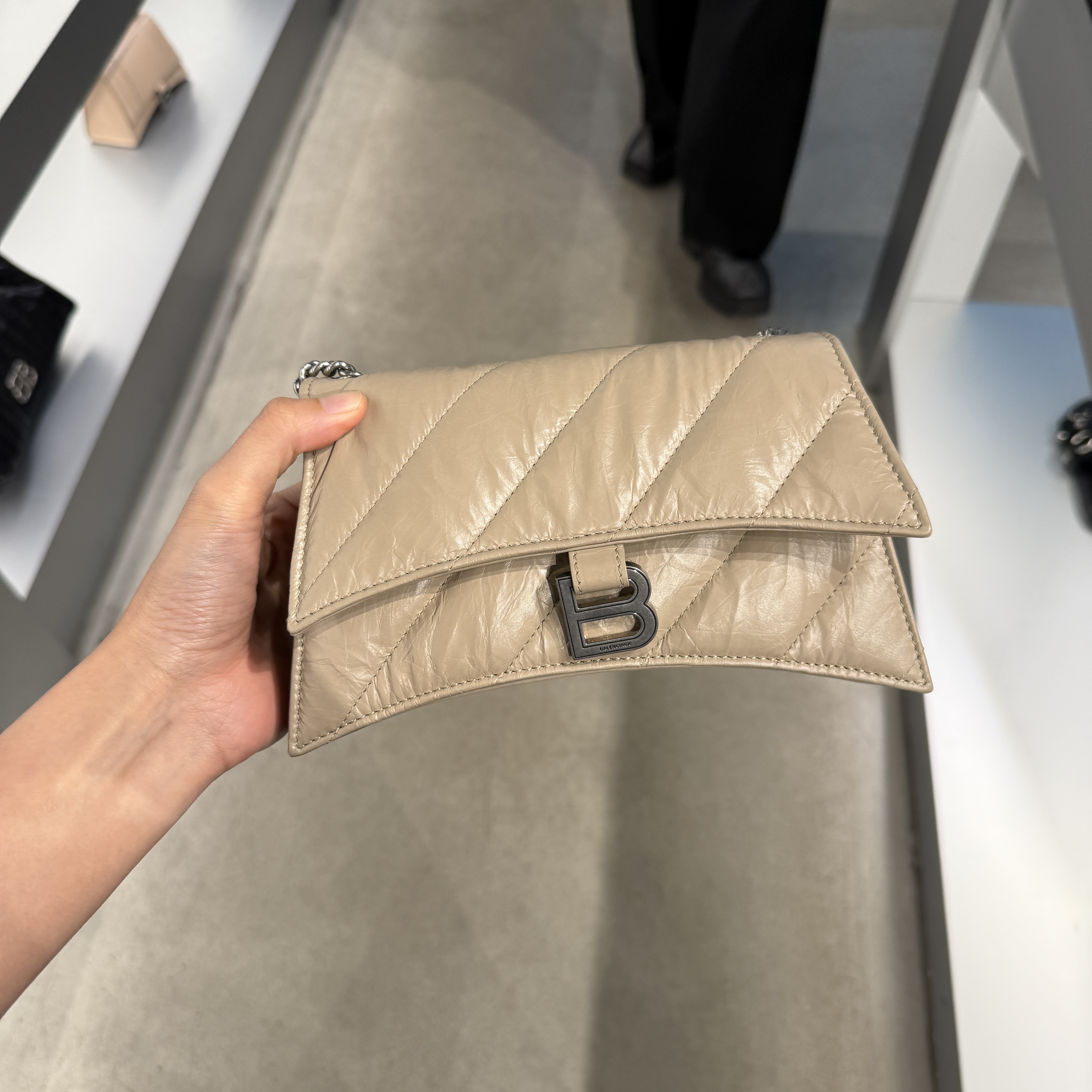 Balenciaga crush chain bag xs calf taupe 736016