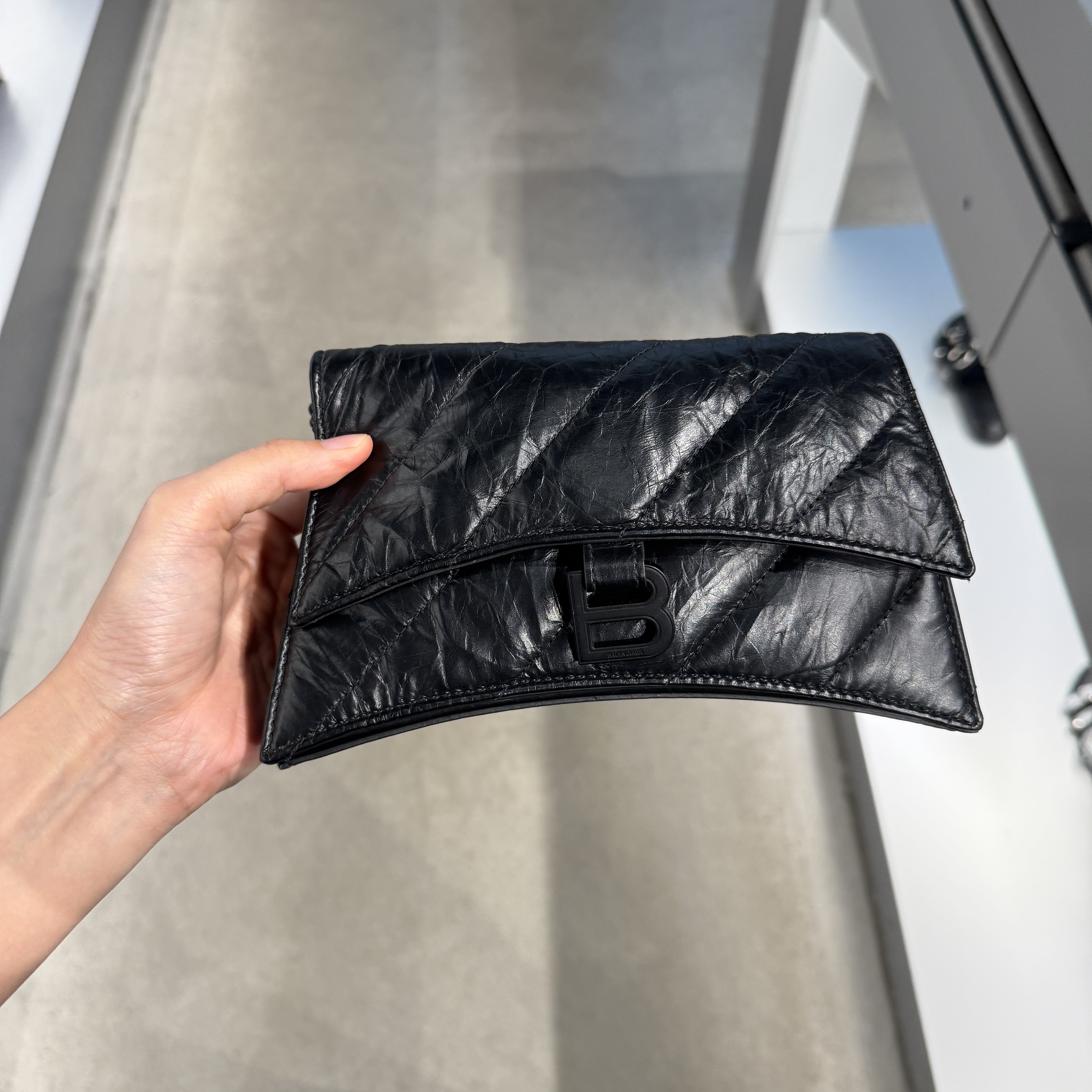 Balenciaga crush chain bag xs calf black 736016