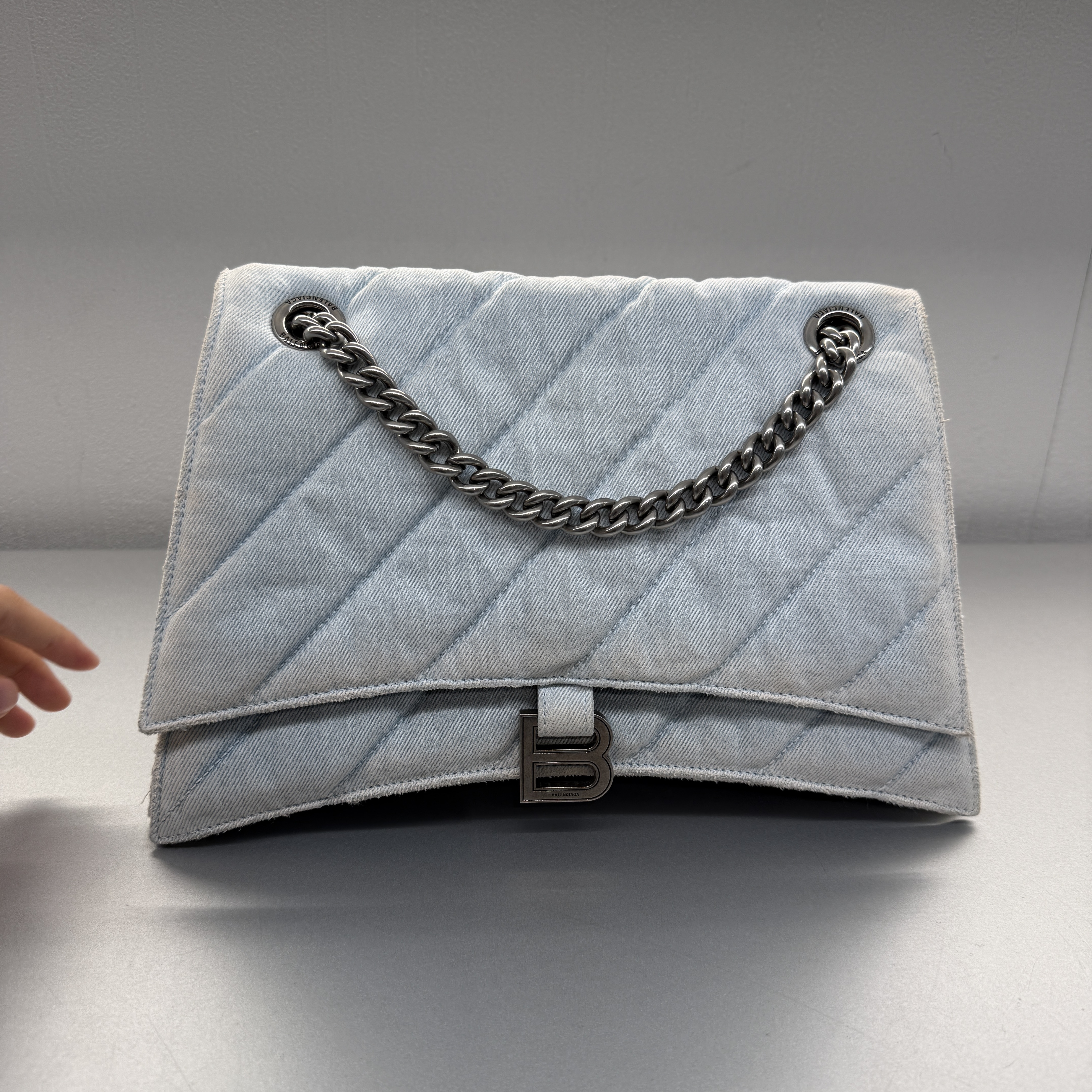 Balenciaga crush chain bag M denim pale blue 716393