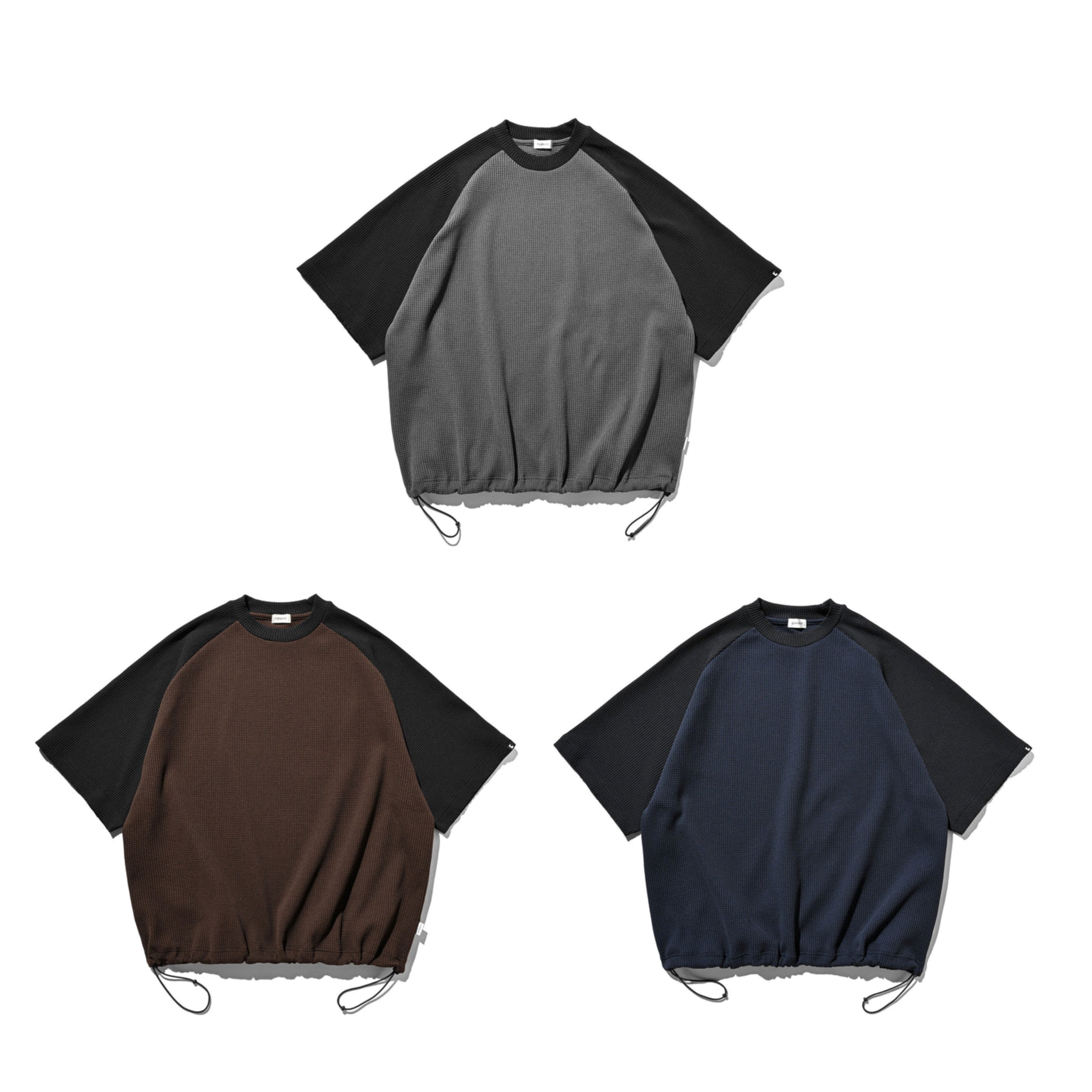 2026SS CLESSTE CITY LIGHT THERMAL RAGLAN S/S T-SHIRT WITH DRAWSTRINGS 撞色 華夫格 抽繩 短T 現貨 CLS-TE-2524