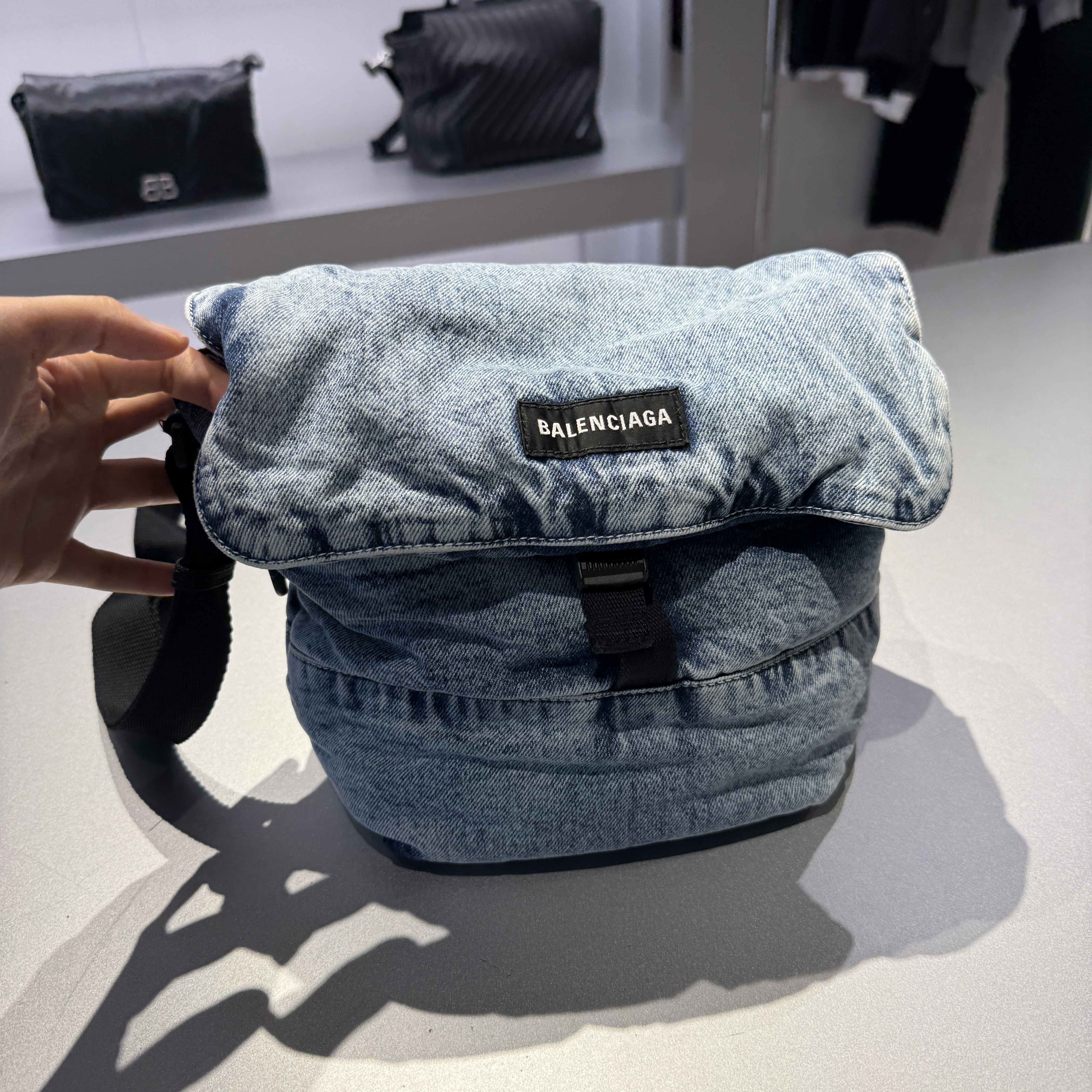 Balenciaga explorer messenger s bag washed denim