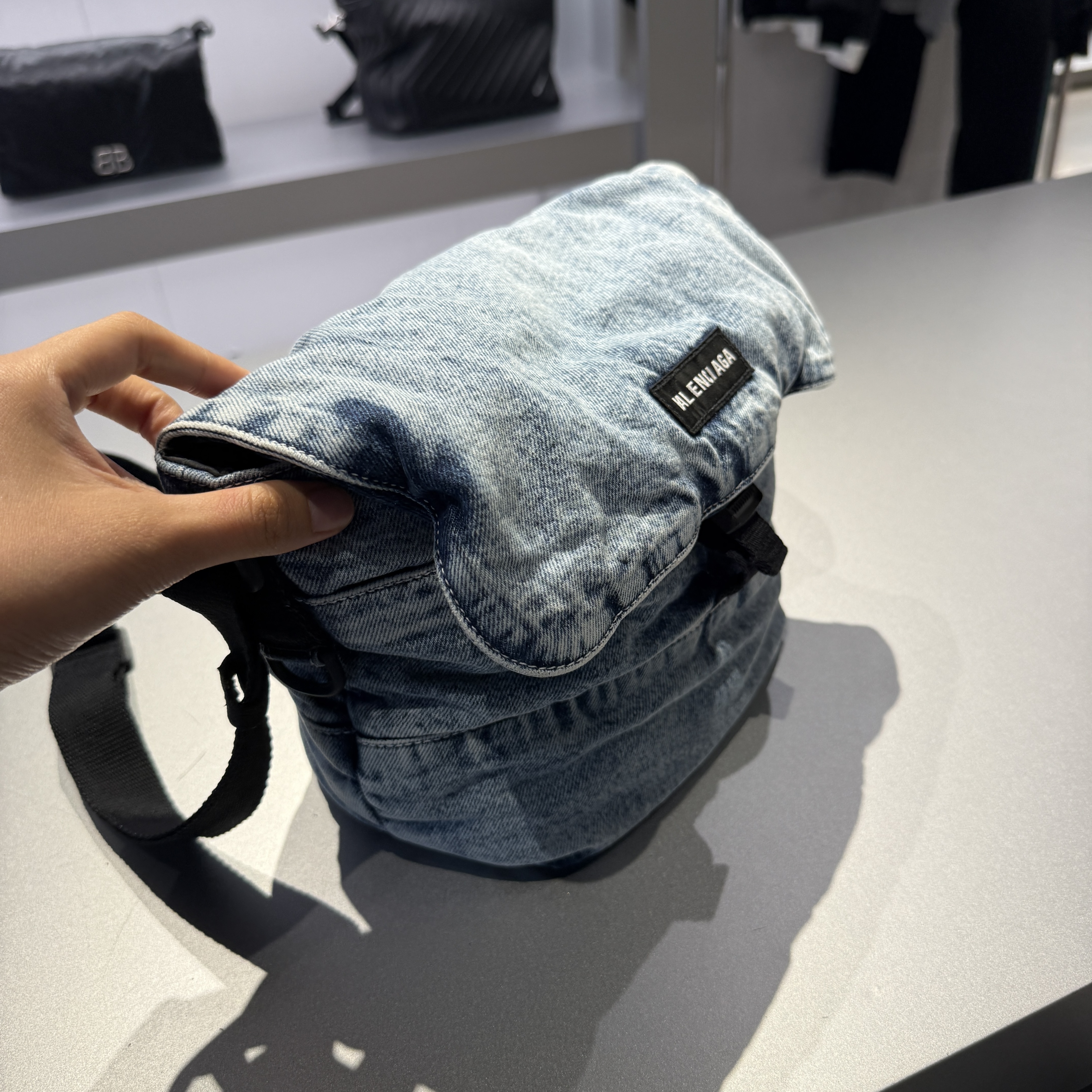 Balenciaga explorer messenger s bag washed denim