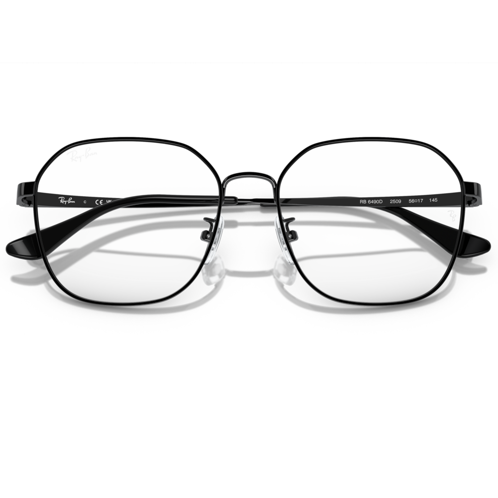 【RayBan】RB6490D 2509-56mm 金屬多邊框光學眼鏡♣(黑色)