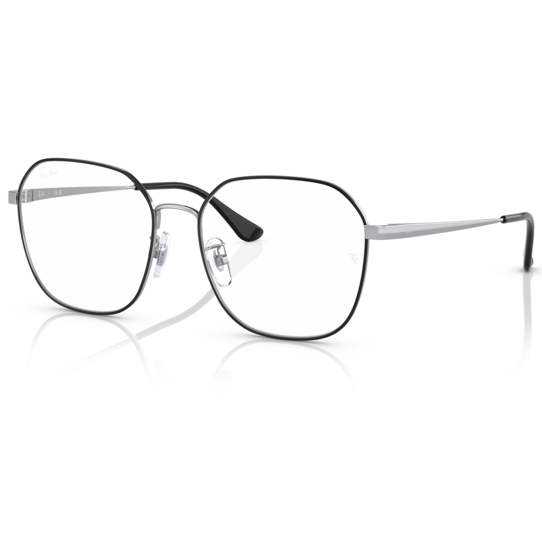 【RayBan】RB6490D 2983-56mm 金屬多邊框光學眼鏡♣(黑色搭銀色)