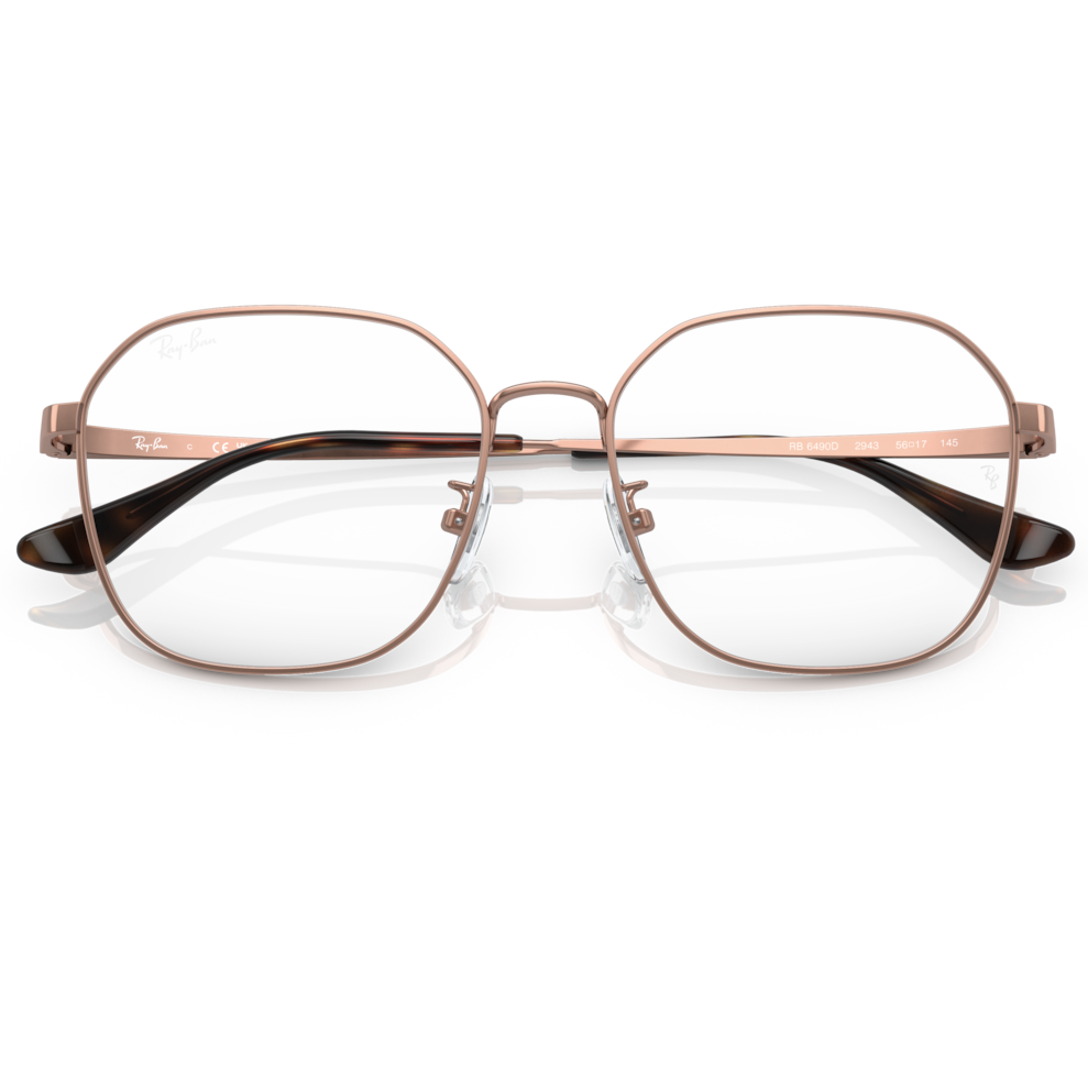【RayBan】RB6490D 2943-56mm 金屬多邊框光學眼鏡♥(銅色)