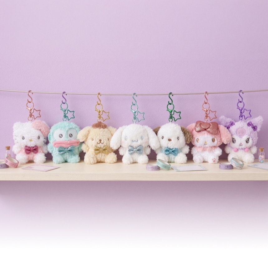 韓國 Sanrio 閃閃毛毛蝴蝶結造型公仔匙扣