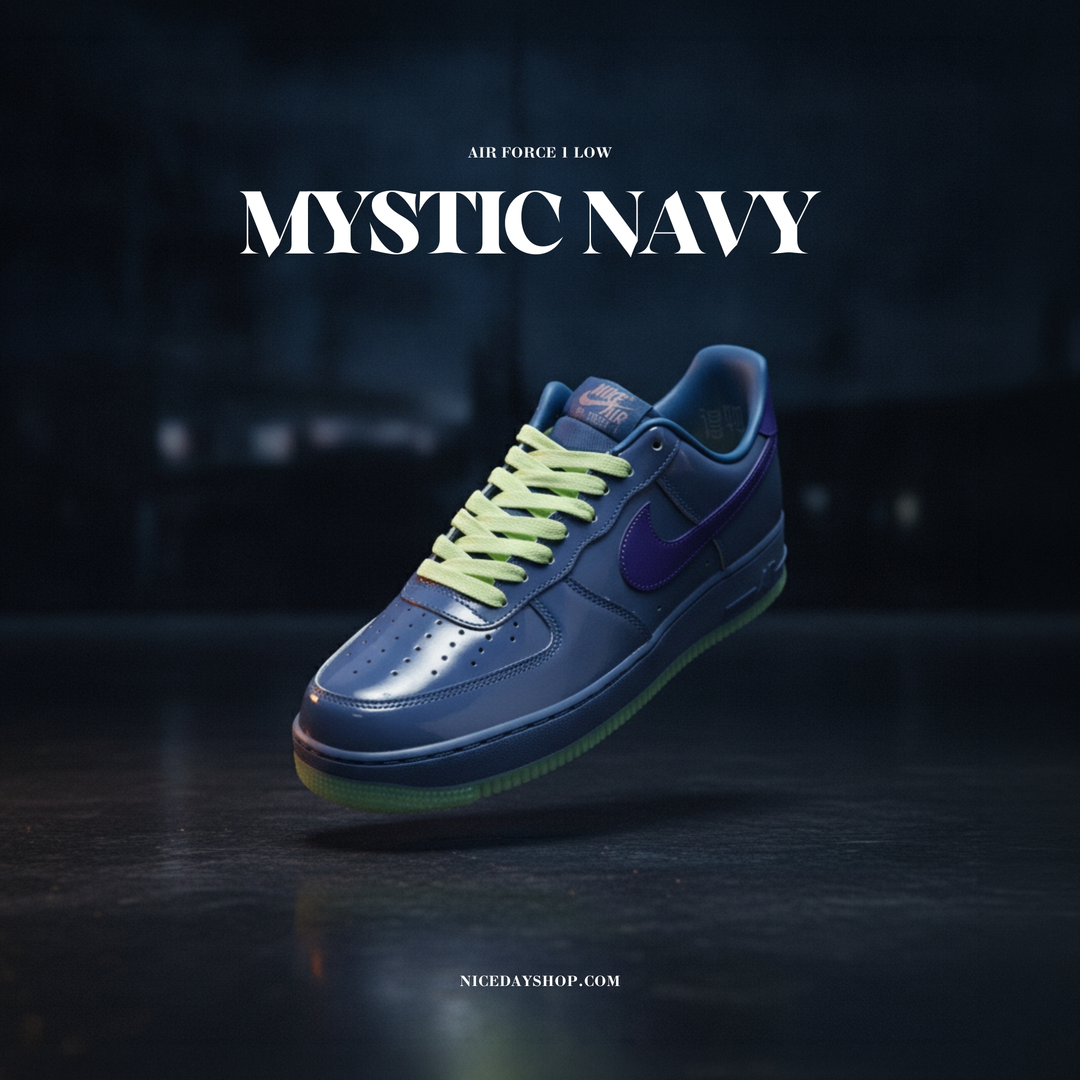 NICEDAY 代購 Nike Air Force 1 Low Mystic Navy 漆皮 藍 深藍 海軍藍 男鞋 休閒鞋 IO4489-400