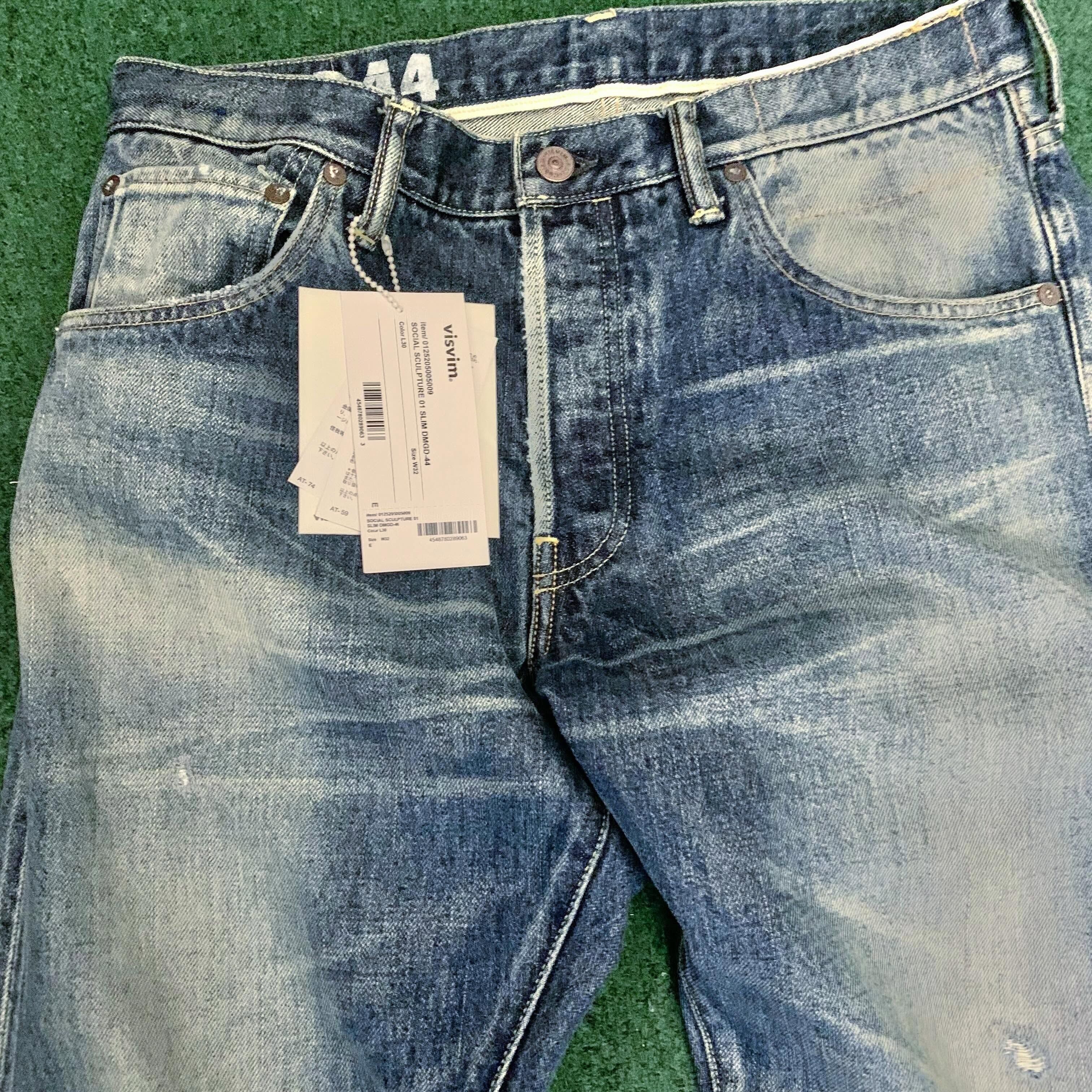 VISVIM SOCIAL SCULPTURE DMGD-44 JEANS - SIZE 32 / 01 SLIM CUT IN STOCK NOW (現貨發售中)