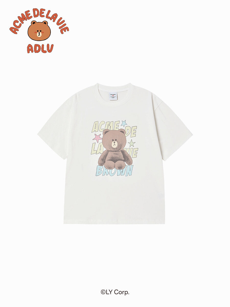 Q85 ADLV LINE FRIENDS BROWN STAR SHORT SLEEVE T-SHIRT - CREAM｜26SS-TP-SS-CO-LFB-CRM