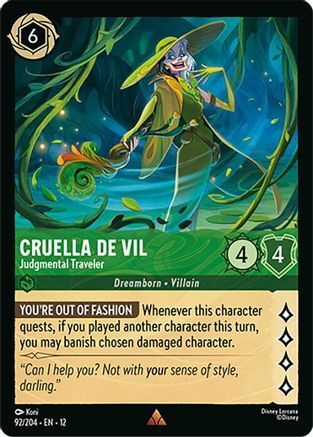 92/204·EN·12 Cruella De Vil - Judgmental Traveler (Rare)