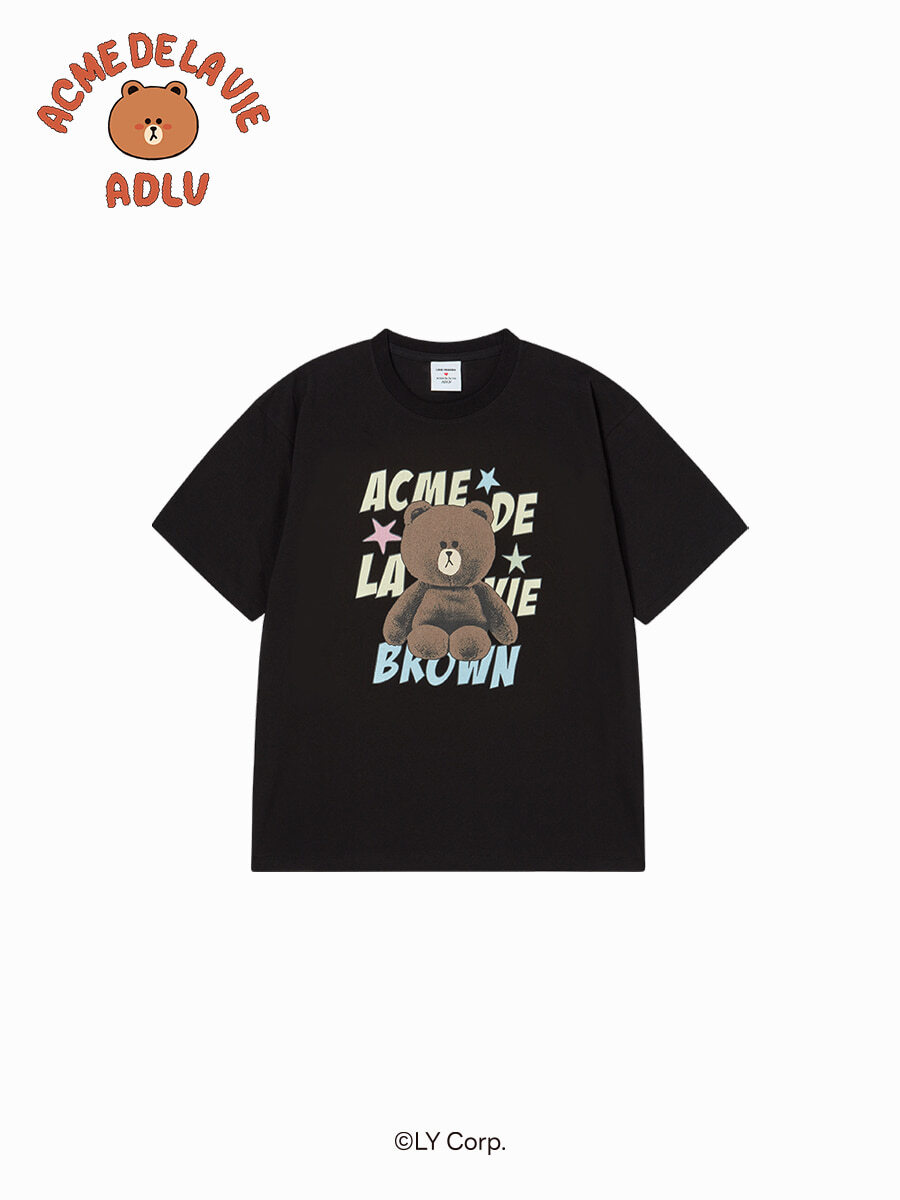 Q87 ADLV LINE FRIENDS BROWN STAR SHORT SLEEVE T-SHIRT - BLACK｜26SS-TP-SS-CO-LFB-BLK