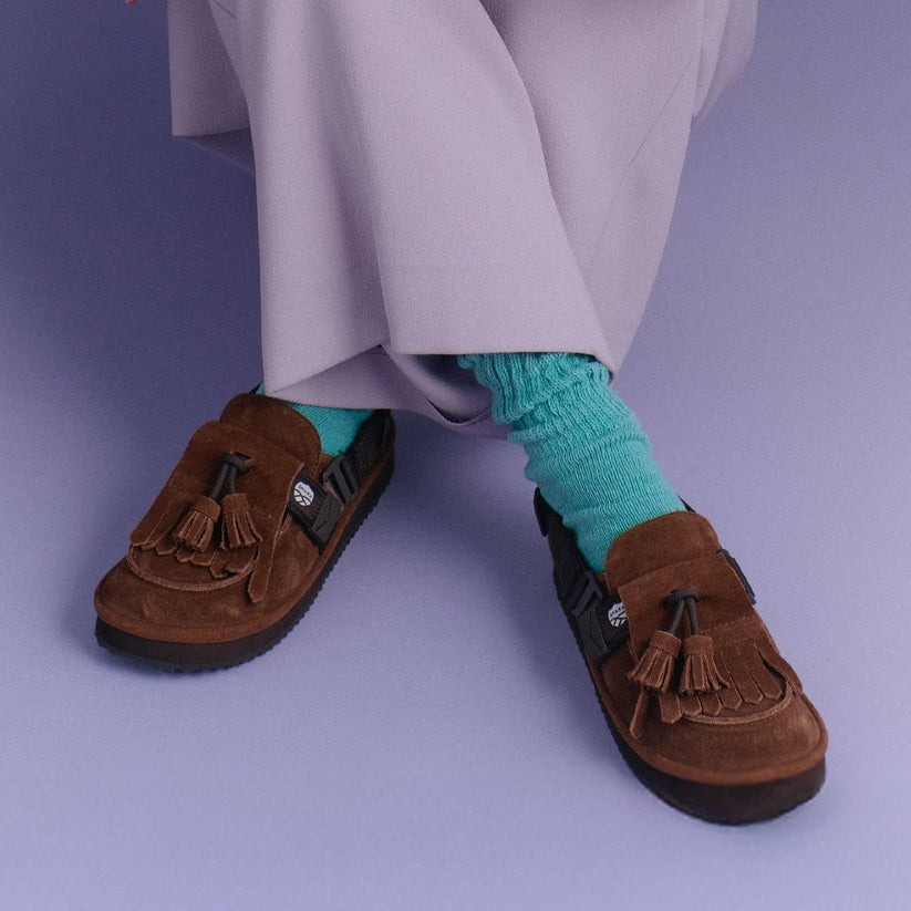 SHAKA MOC MULE TASSEL SUEDE MARRON