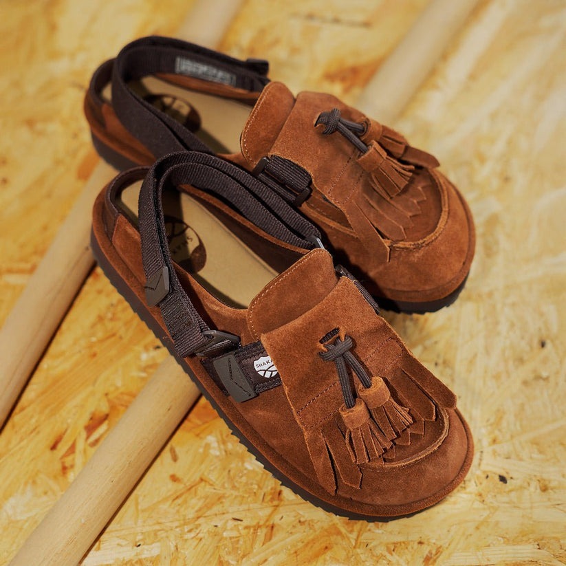 SHAKA MOC MULE TASSEL SUEDE MARRON