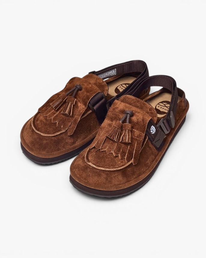 SHAKA MOC MULE TASSEL SUEDE MARRON