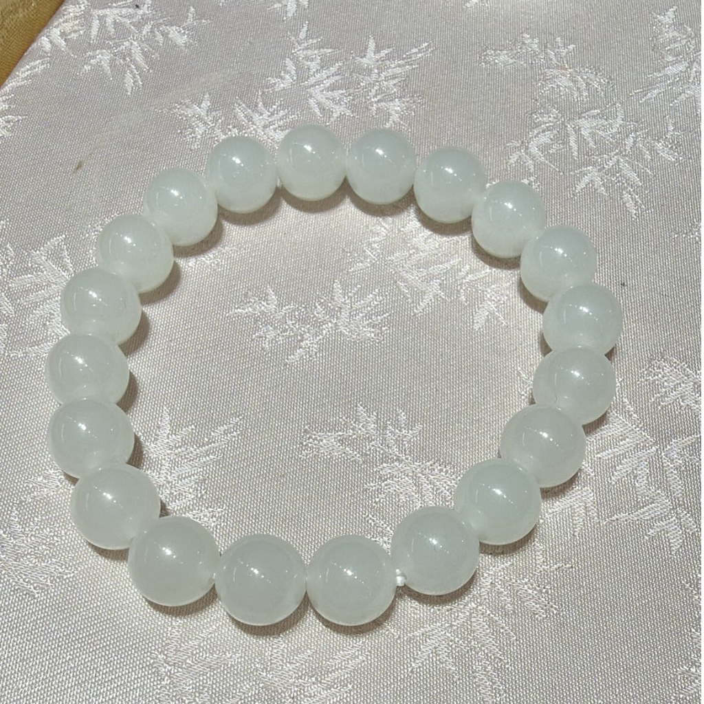 CHN-JJG0617-305 和田玉羊脂白玉大龍珠轉運手串 10mm (包盒包證書) (A105)