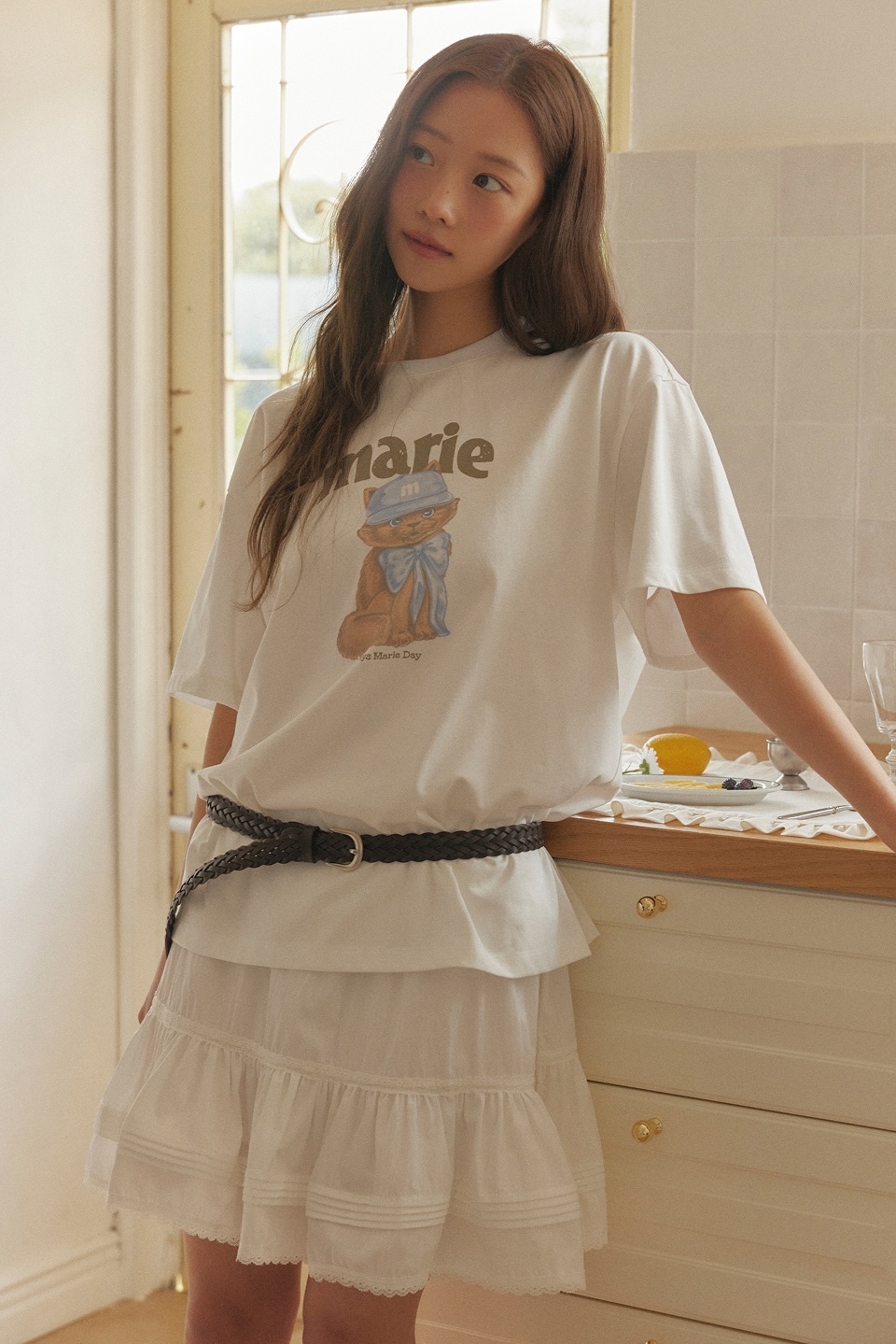 Marie Claire Ribbon Cats Short Sleeve T-shirt (2 Colours)