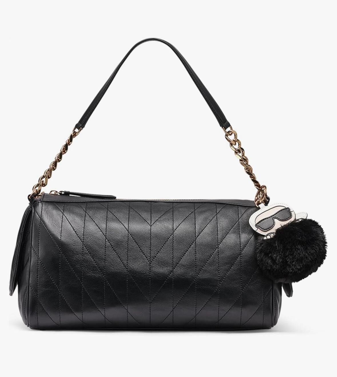 【預購】Karl Lagerfeld H0617501 黑色毛球手提包