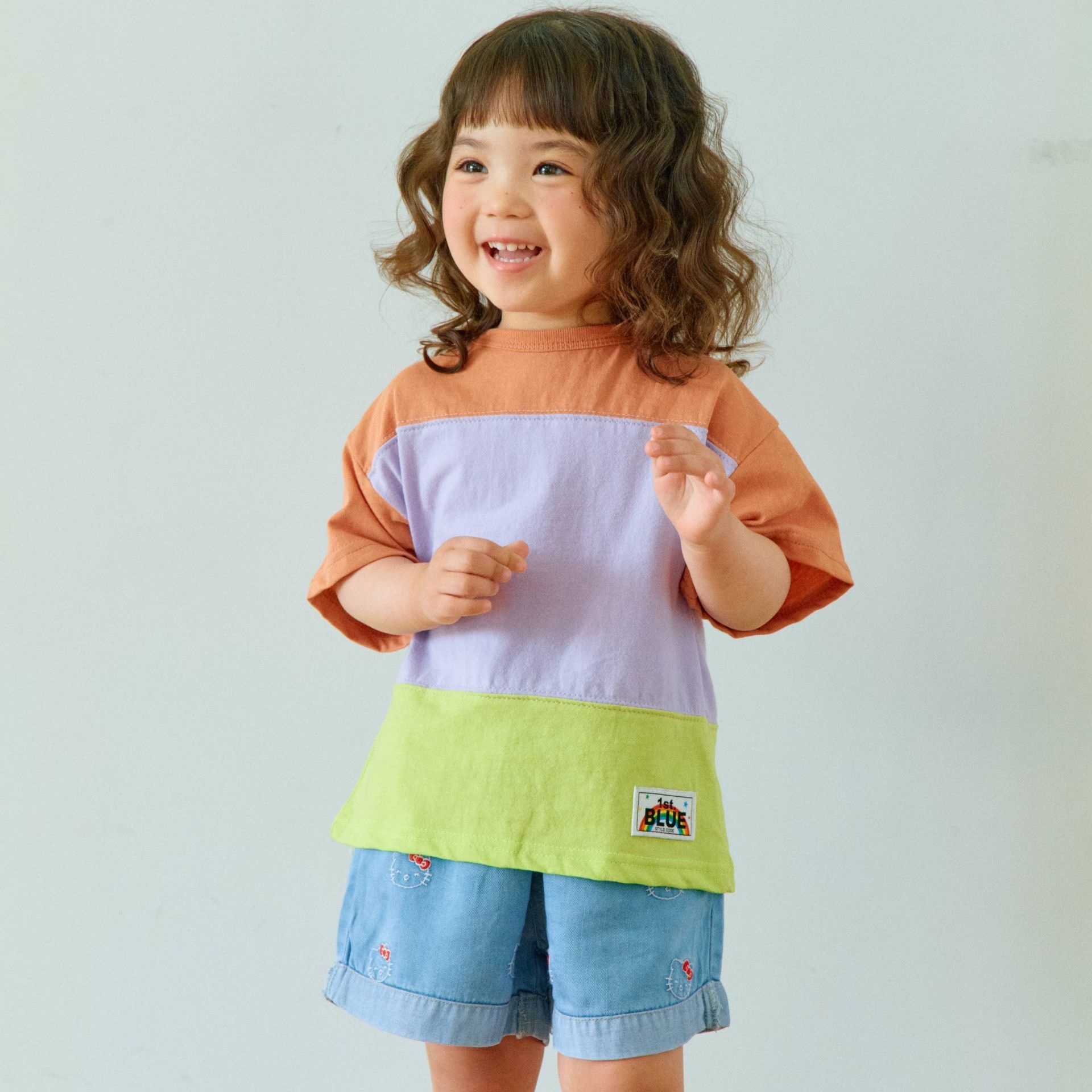 1st.Blue Color Block Casual Tee