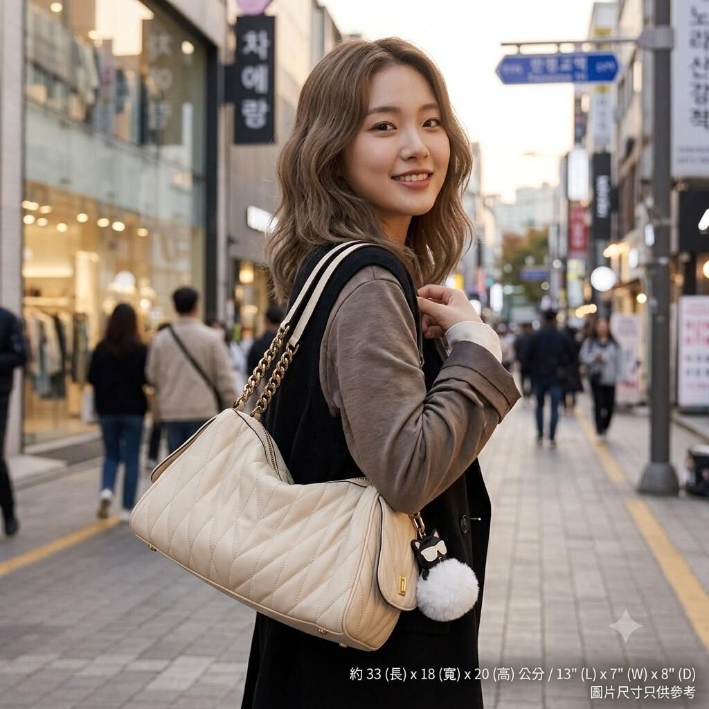 【預購】Karl Lagerfeld H0617502 白色毛球手提包