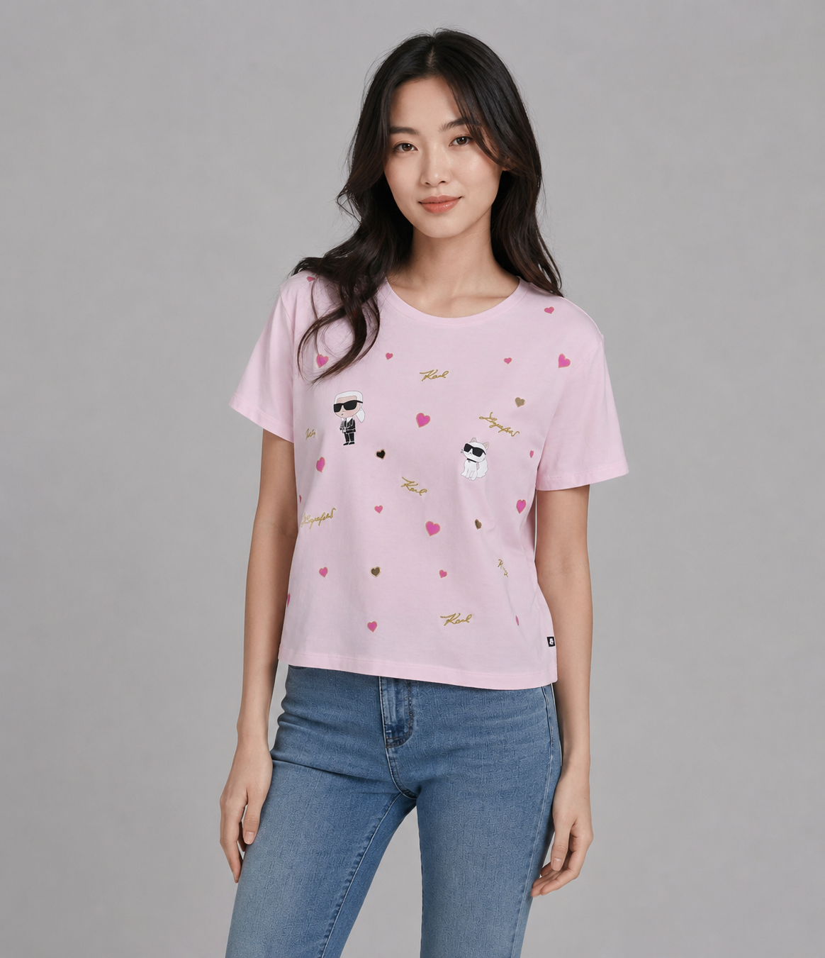 OBS502 KARL LAGERFELD Karl & Choupette 愛心 Tee