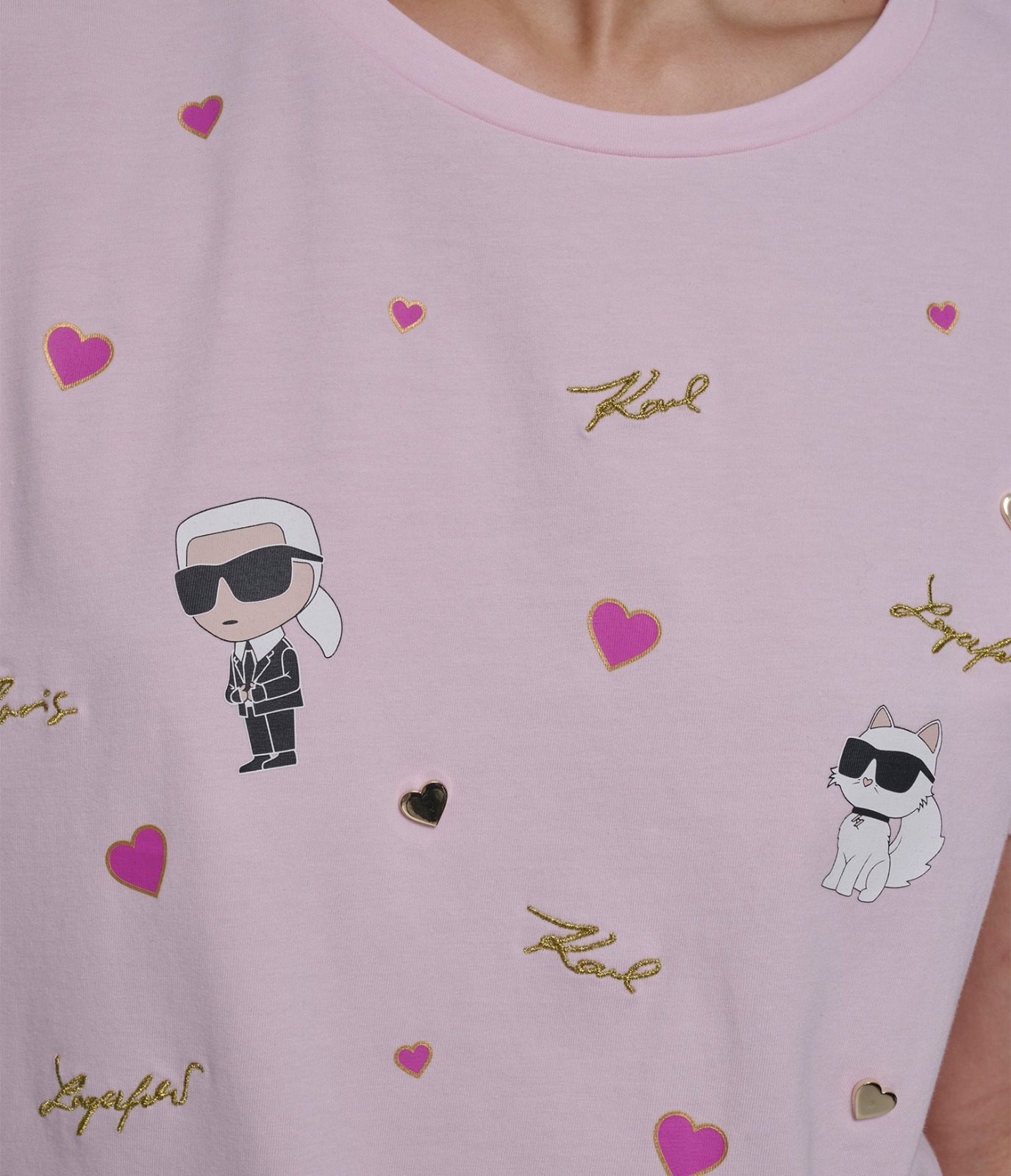 OBS502 KARL LAGERFELD Karl & Choupette 愛心 Tee