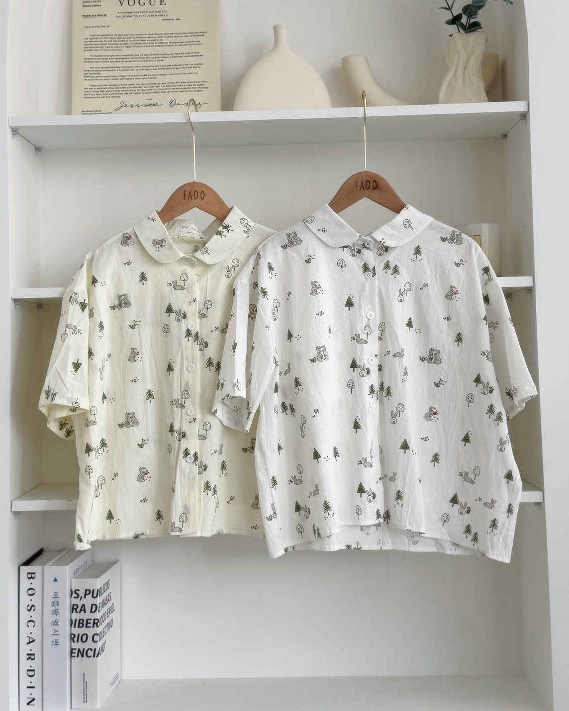 法朵Fado shop｜  森林漫步🌲慵懶寬鬆印花短袖襯衫 3725018 兩色