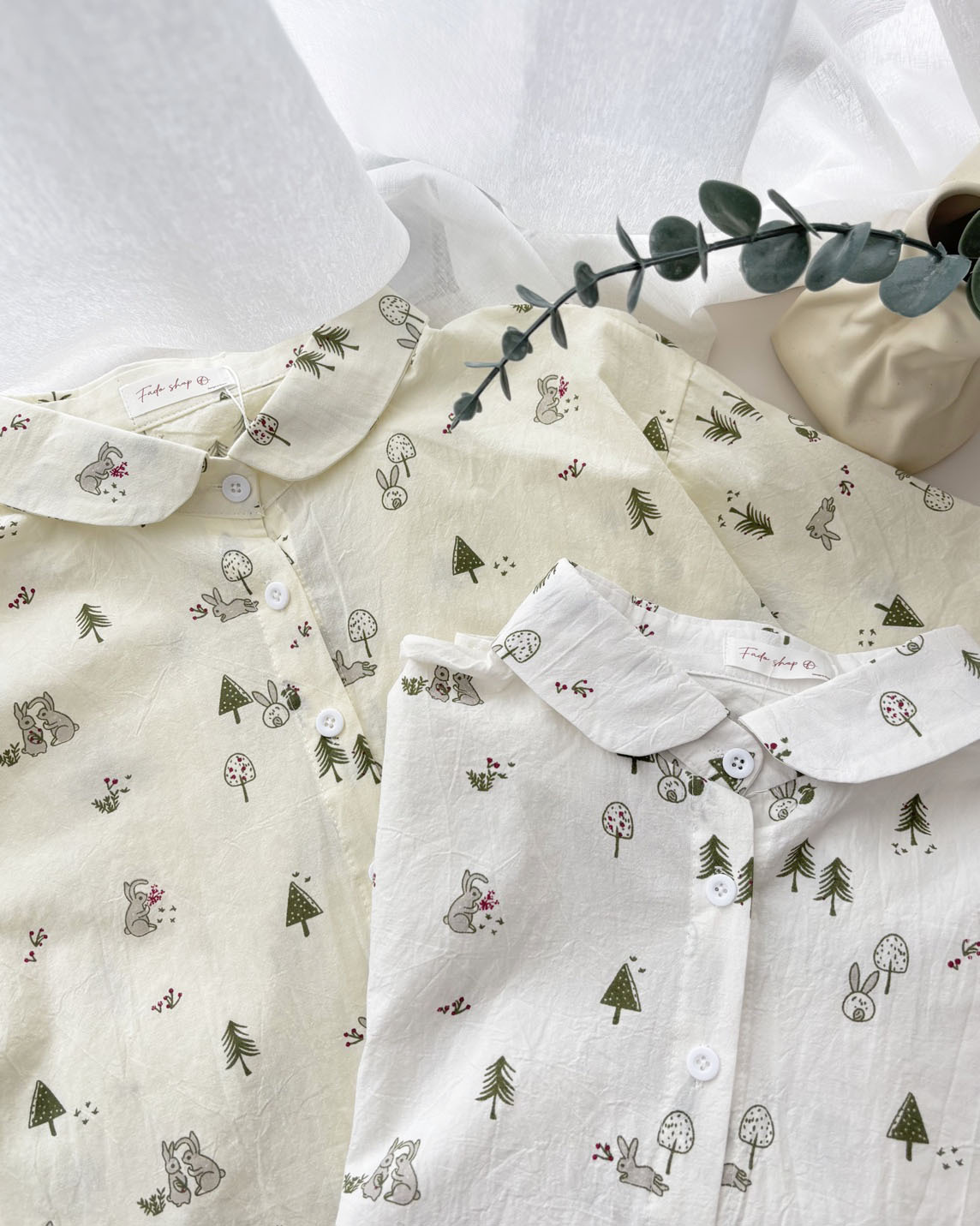法朵Fado shop｜  森林漫步🌲慵懶寬鬆印花短袖襯衫 3725018 兩色