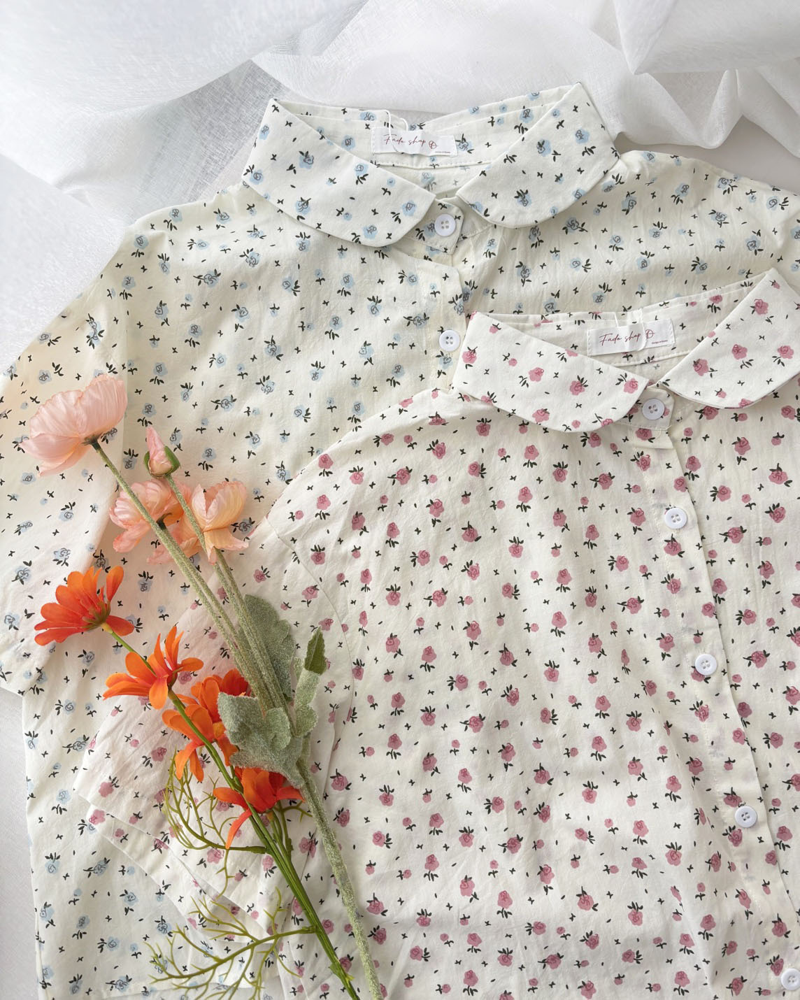 法朵Fado shop｜ 莫內花園🌸慵懶寬鬆印花短袖襯衫 3725019 兩色