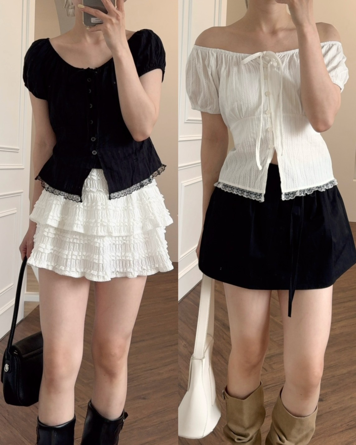 法朵Fado shop｜小情調法式緹花蕾絲縮腰上衣 0715009 兩色