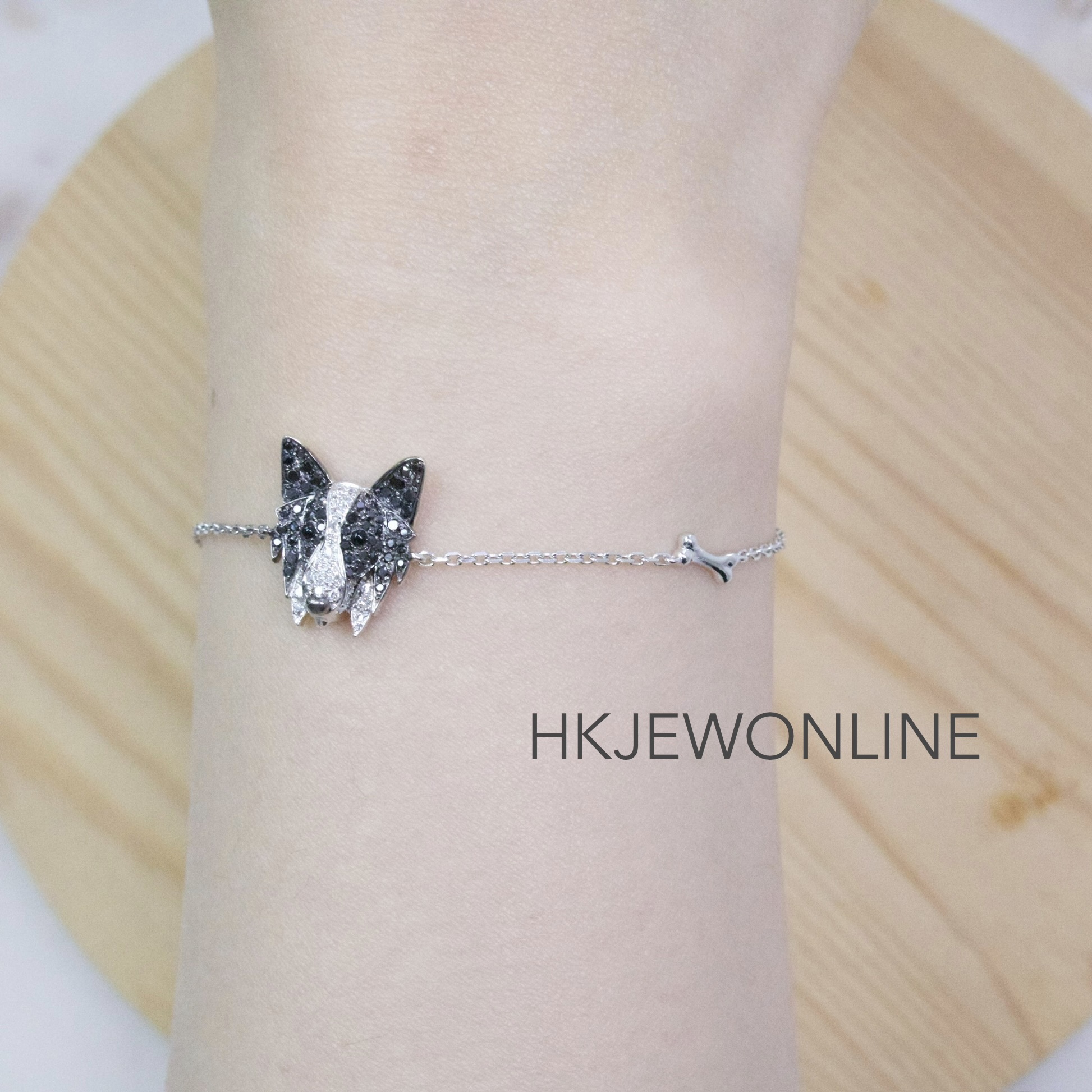 18K White Gold Diamond Border Collie Collection (Bracelet /Necklace)