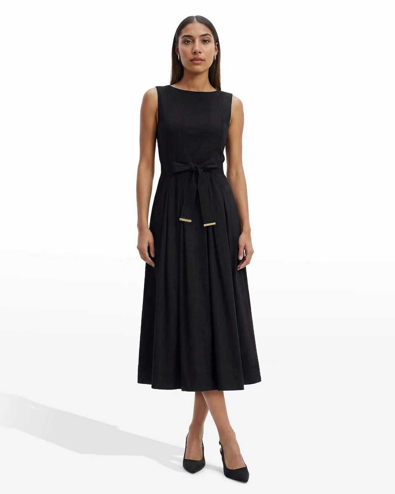 【預購】ANNE KLEIN H061827 女裝優雅連身長裙 (黑色)