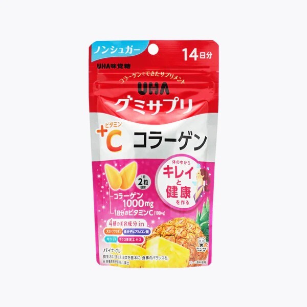 日本 UHA 味覺糖 維他命C+膠原蛋白軟糖 鳳梨口味 28粒 14日份 日常美容保養