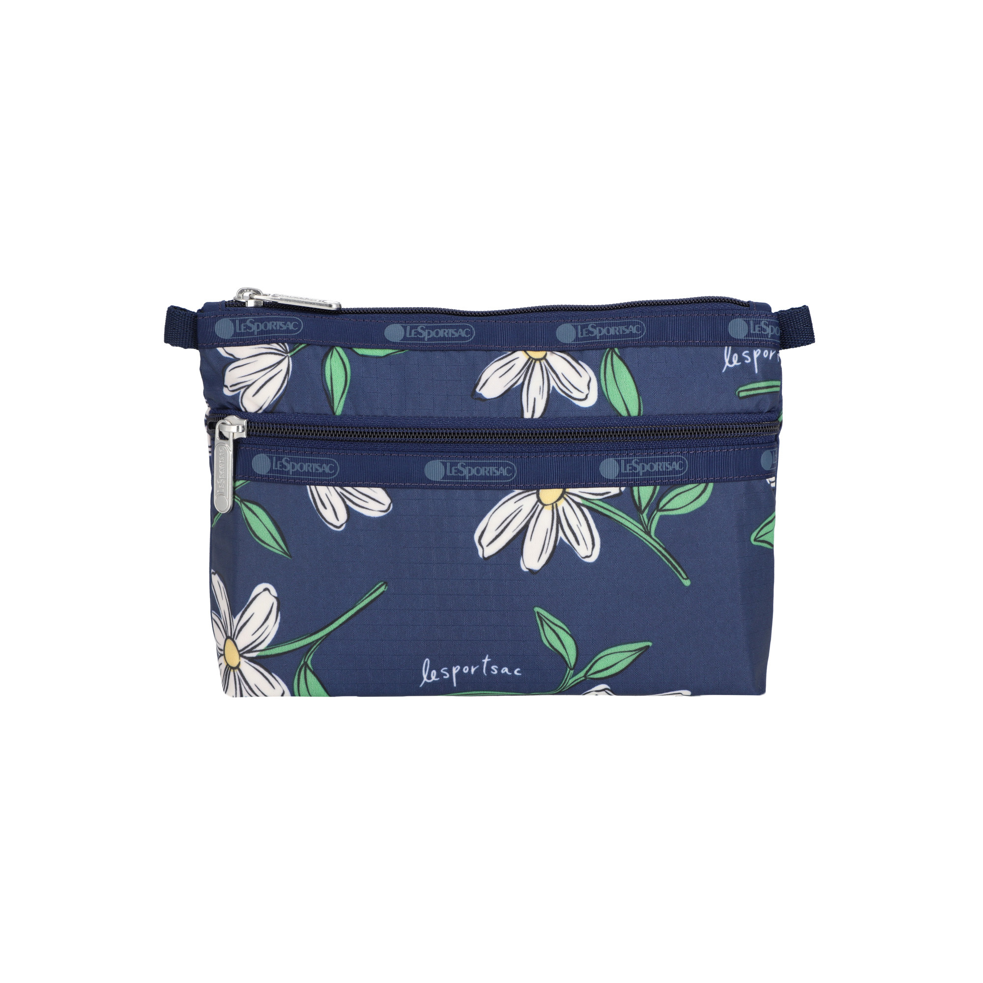 雙層化妝袋 (FLORAL BLOOMS NAVY)