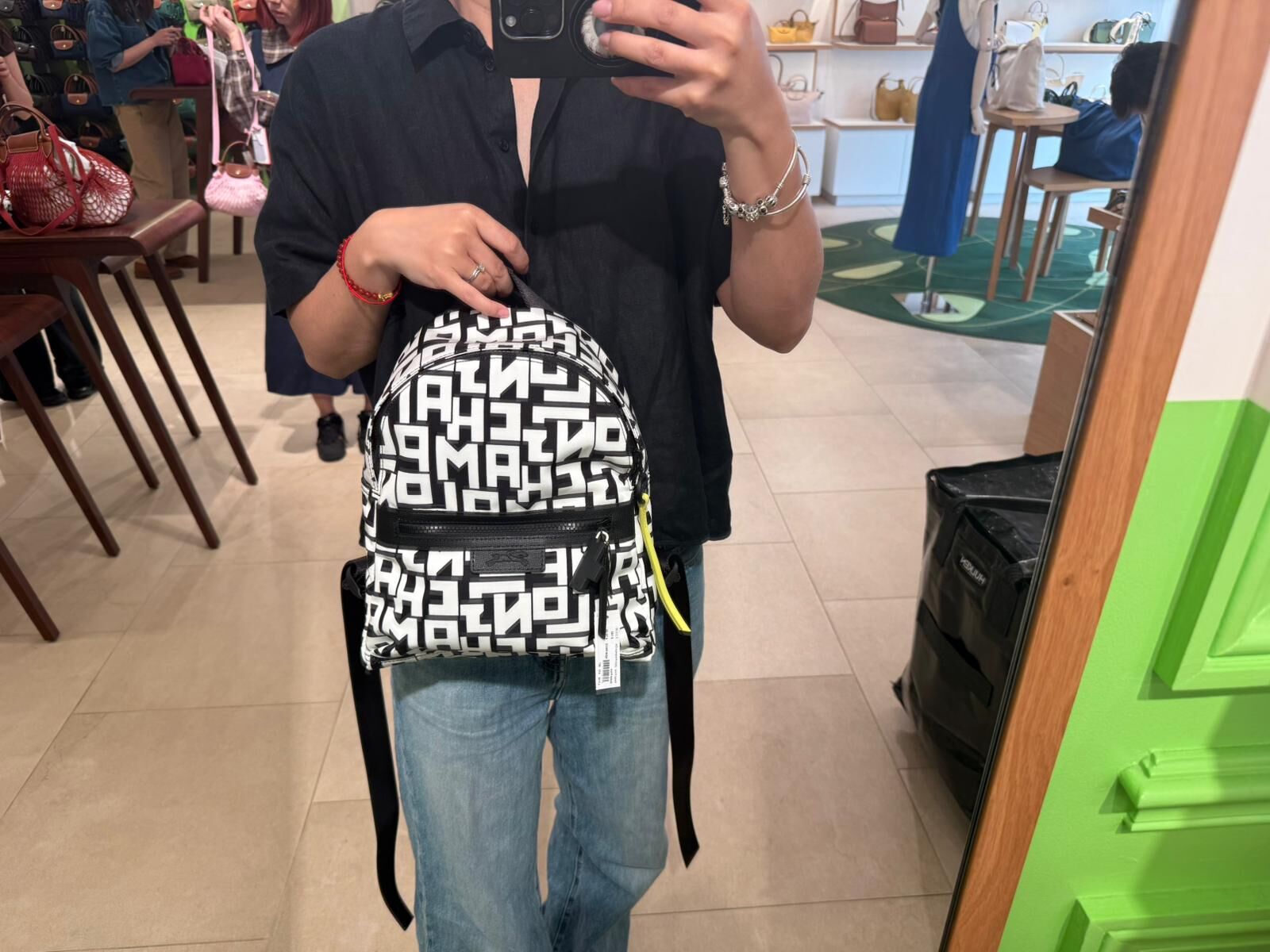 LYS01945 Longchamp Le Pliage 滿版字母尼龍背囊