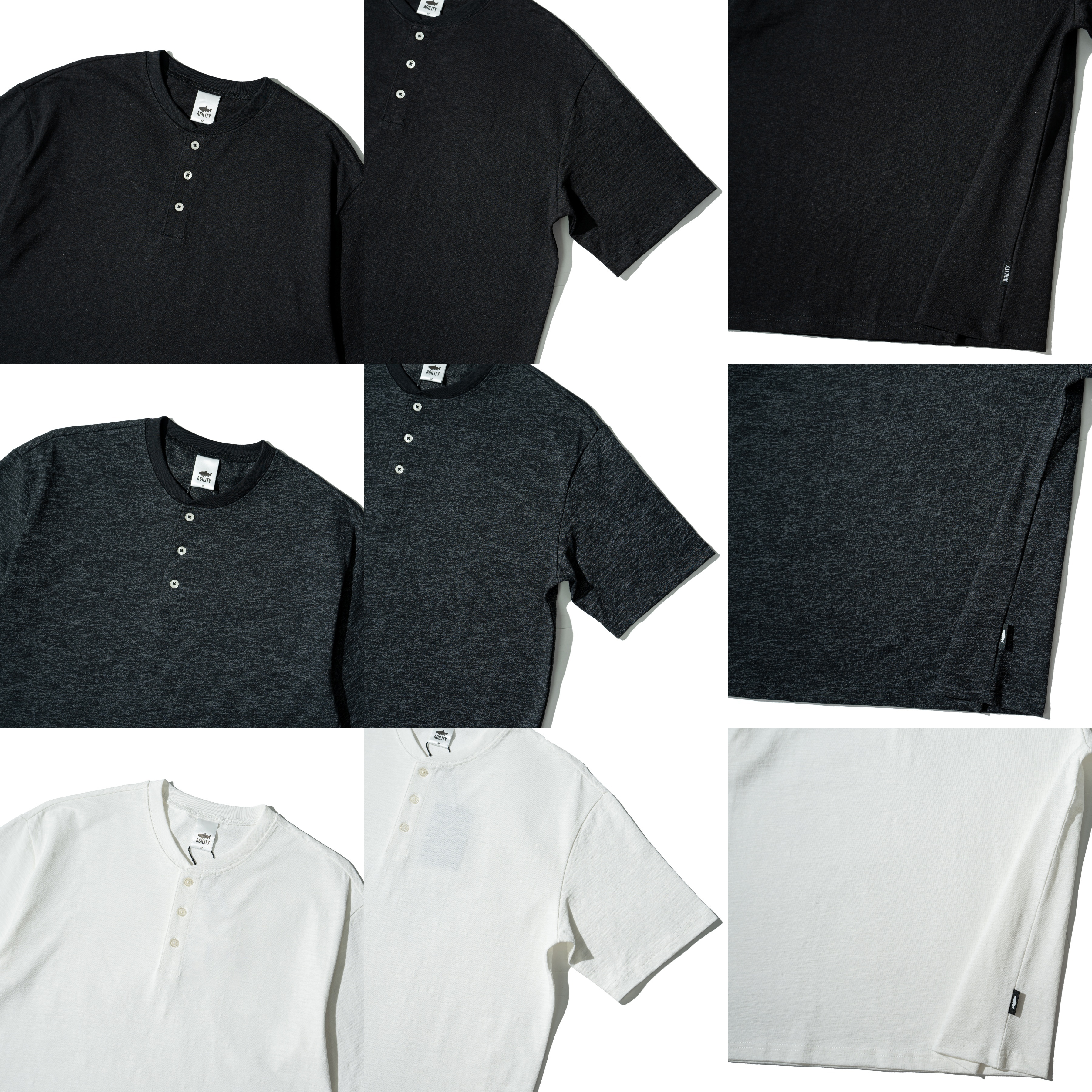 AGILITY Slub Henley Collar Tee 竹節棉 亨利領 短袖Tee [BT1]