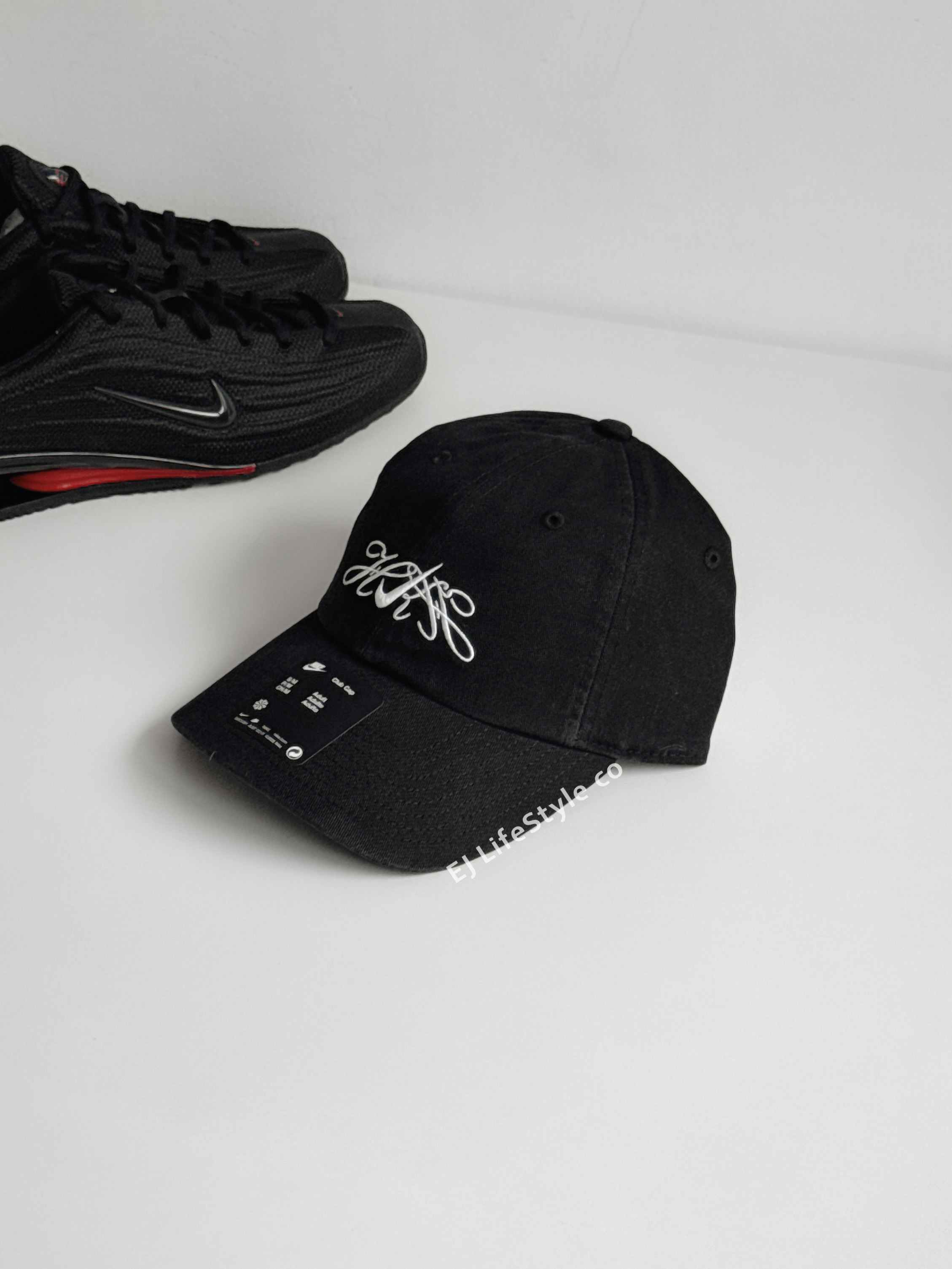 NIKE CLUB 黑白刺繡 軟頂運動帽 老帽  JF5536-010 / 現貨